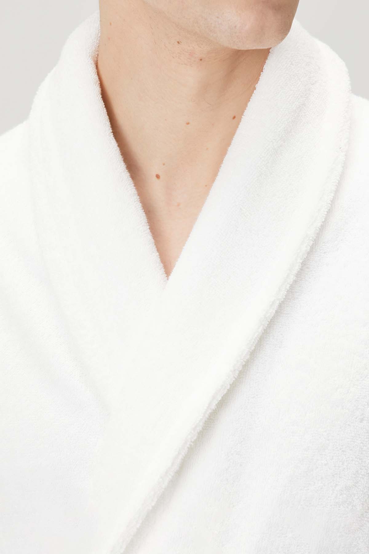 Boucle Shawl Collar Bathrobe White