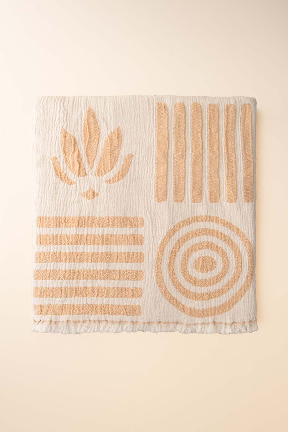 Lotus Jakarlı Pamuk Şönil Koltuk Şalı, Tv Battaniyesi Hardal Sarısı