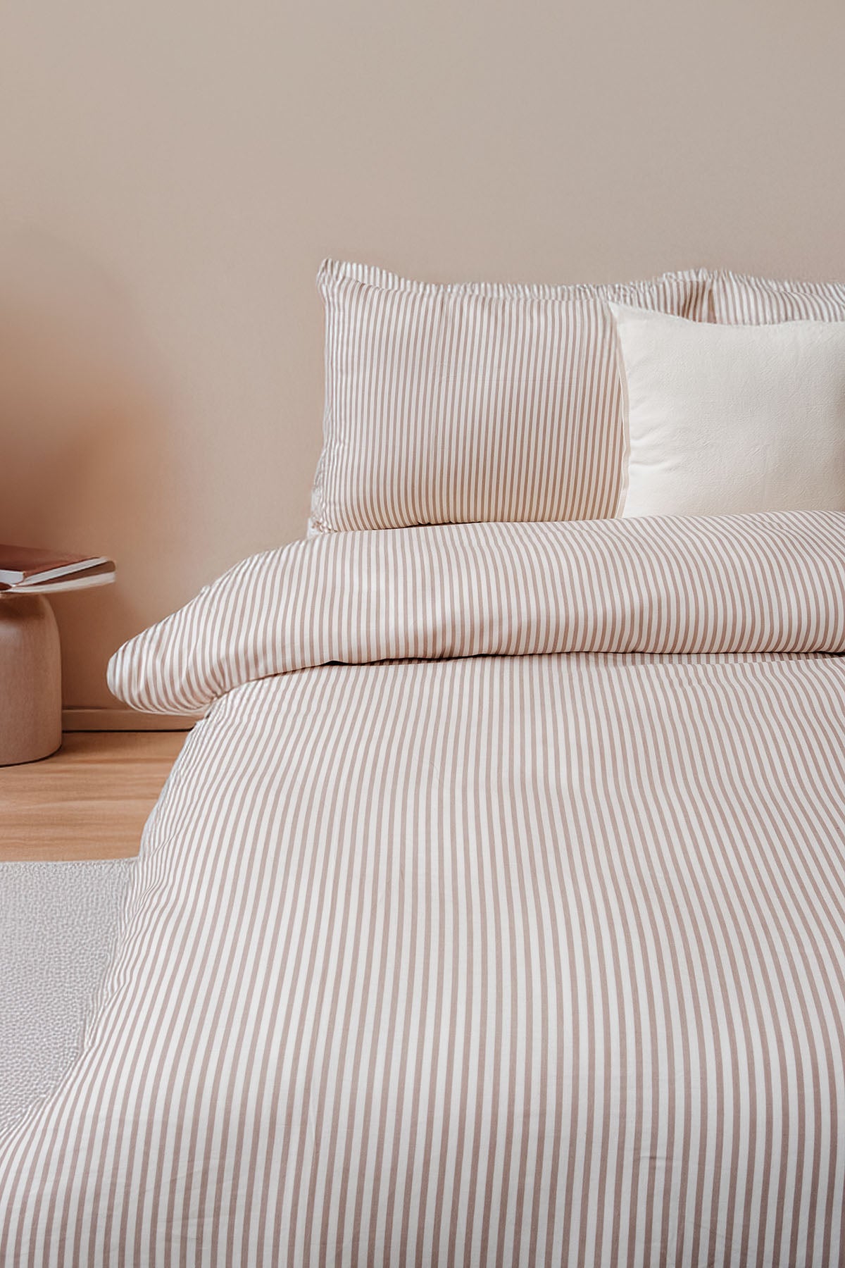 Thin Line Satin Duvet Cover Ginger Snap