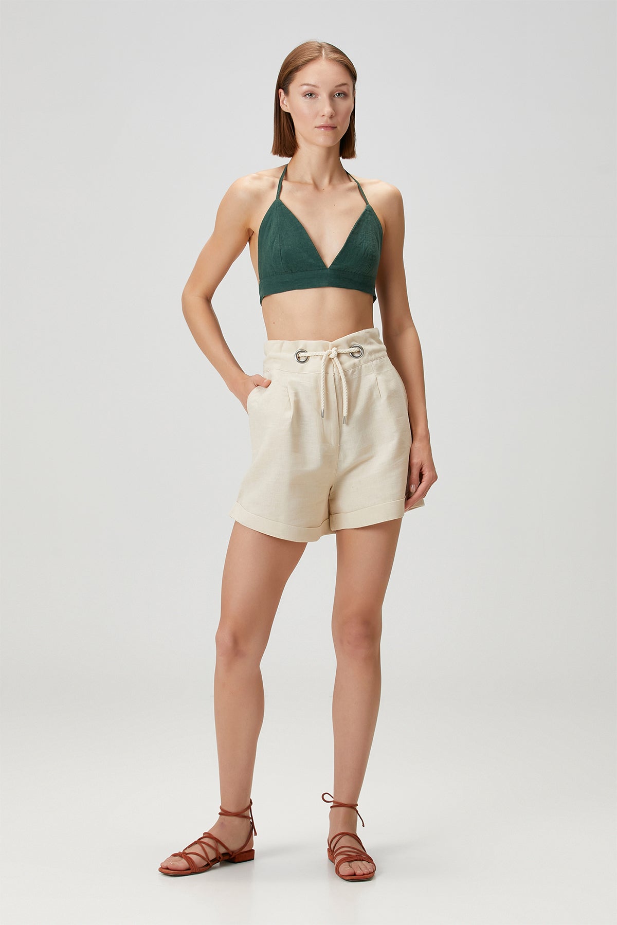 Tiny Keten Bralet Yeşil
