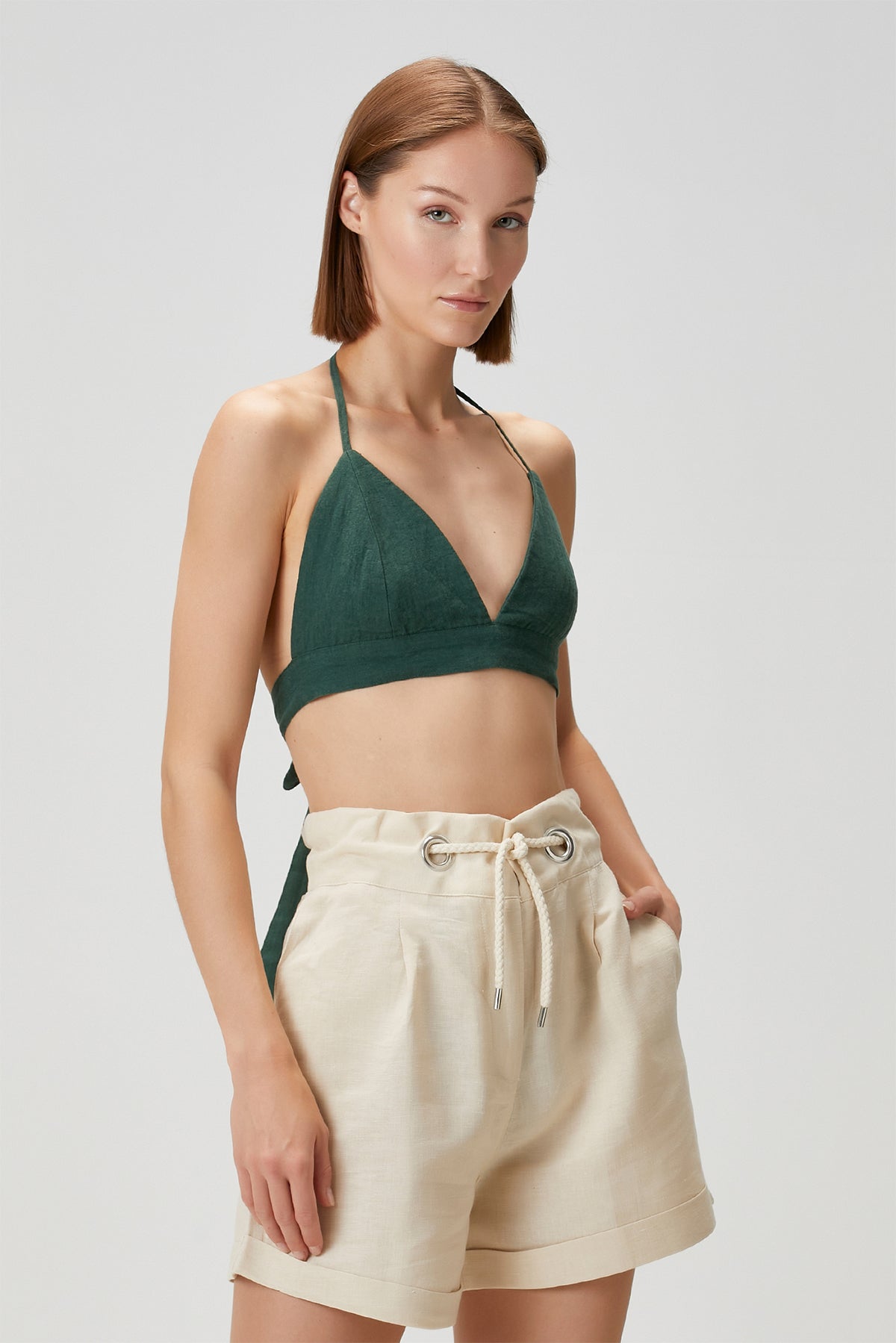 Tiny Keten Bralet Yeşil