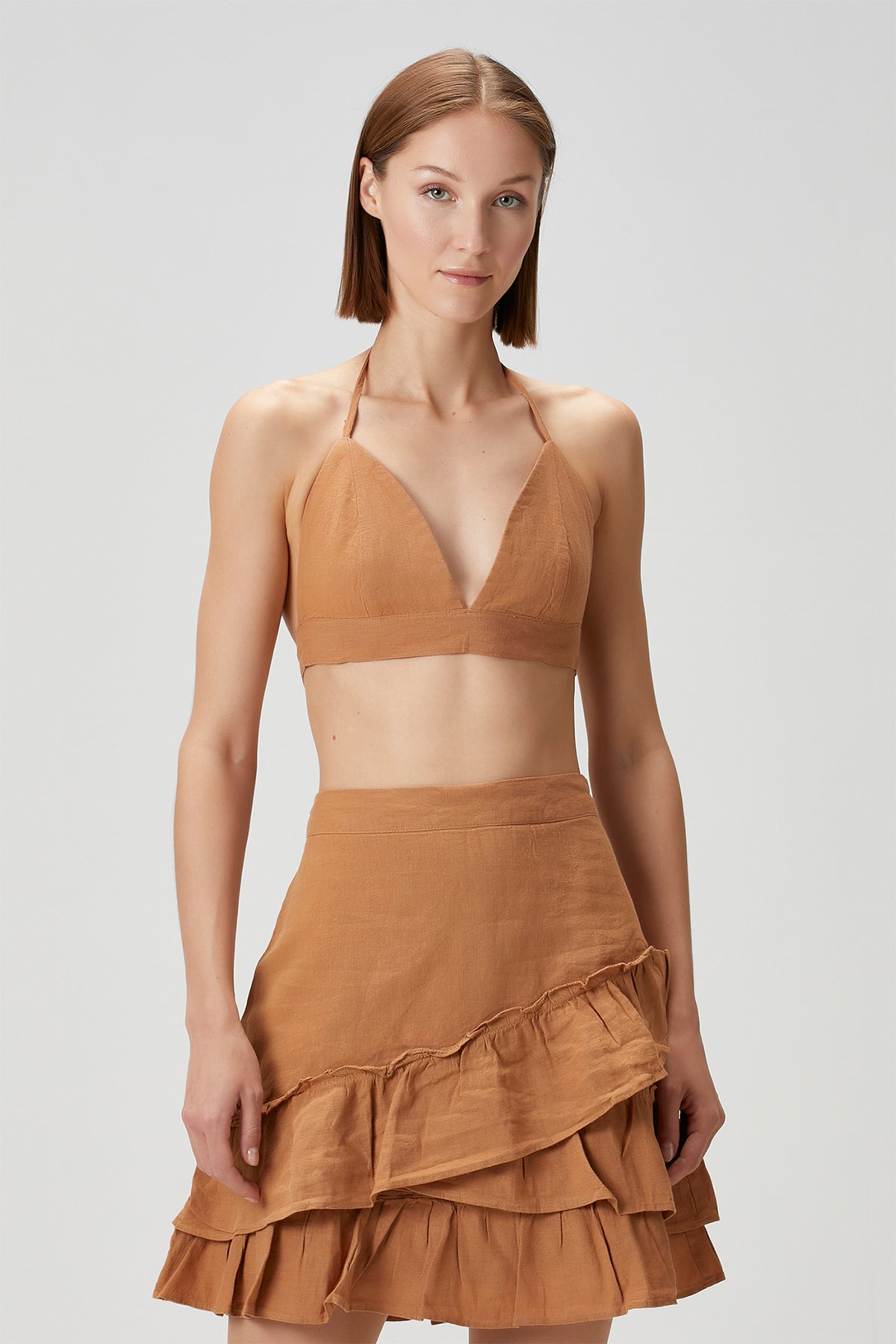 Tiny Keten Bralet Karamel