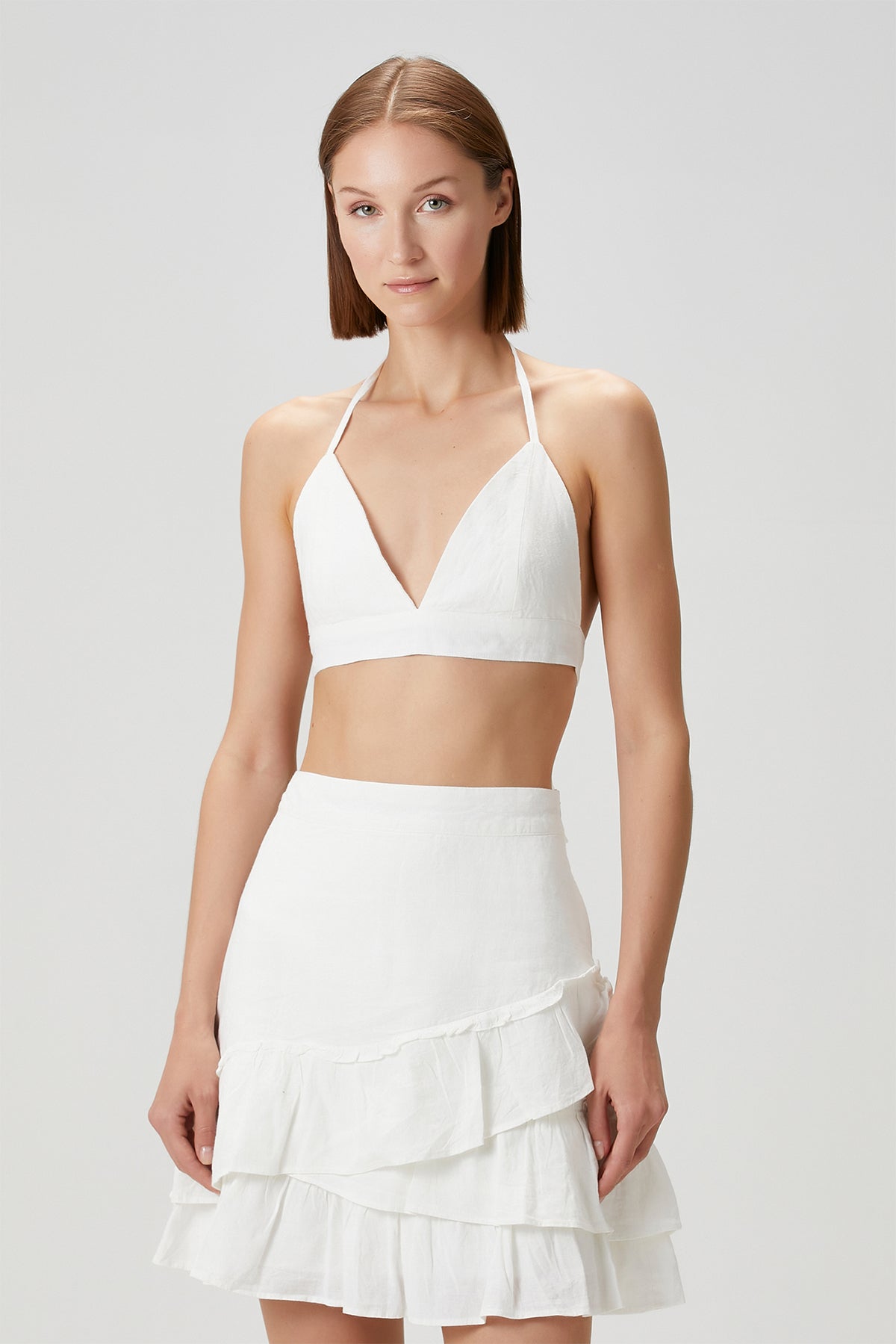 Tiny Keten Bralet Beyaz