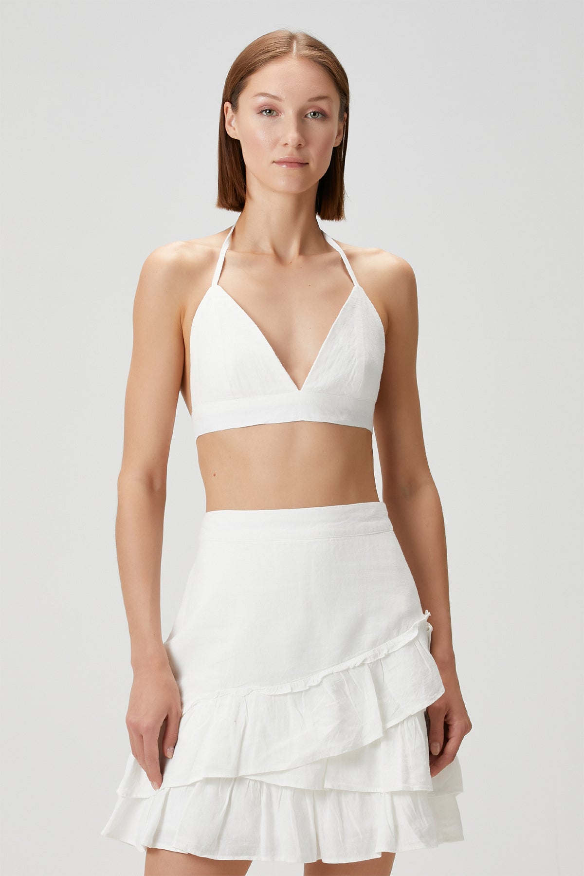 Tiny Keten Bralet Beyaz