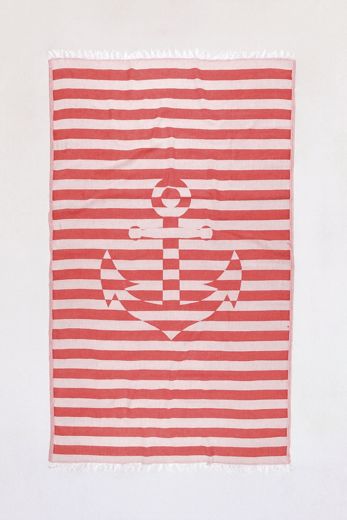 Büyük Çapa Jakarlı Peştemal Kırmızı