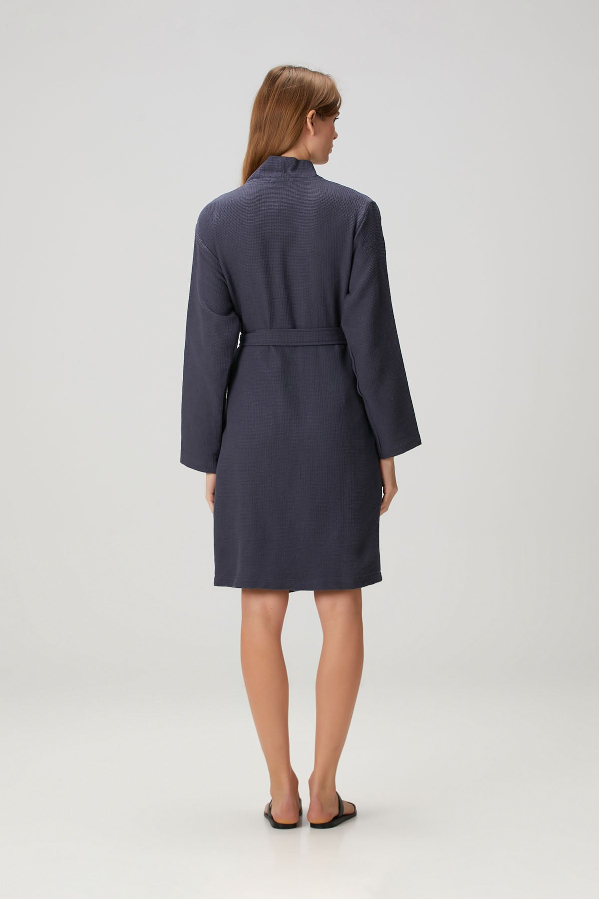 Waffle Gofre Dokulu Pike Bornoz Lacivert