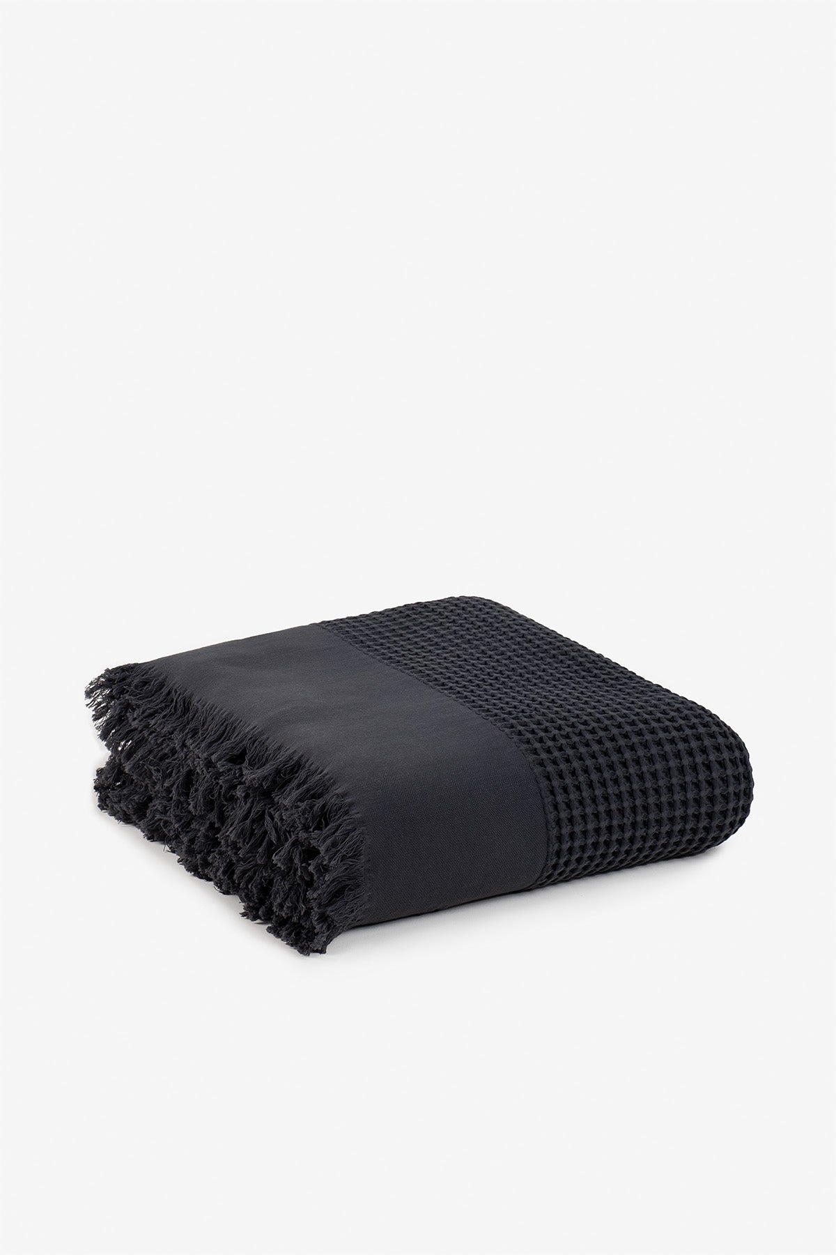 Waffle Büyük Gofre Yatak Örtüsü Antrasit