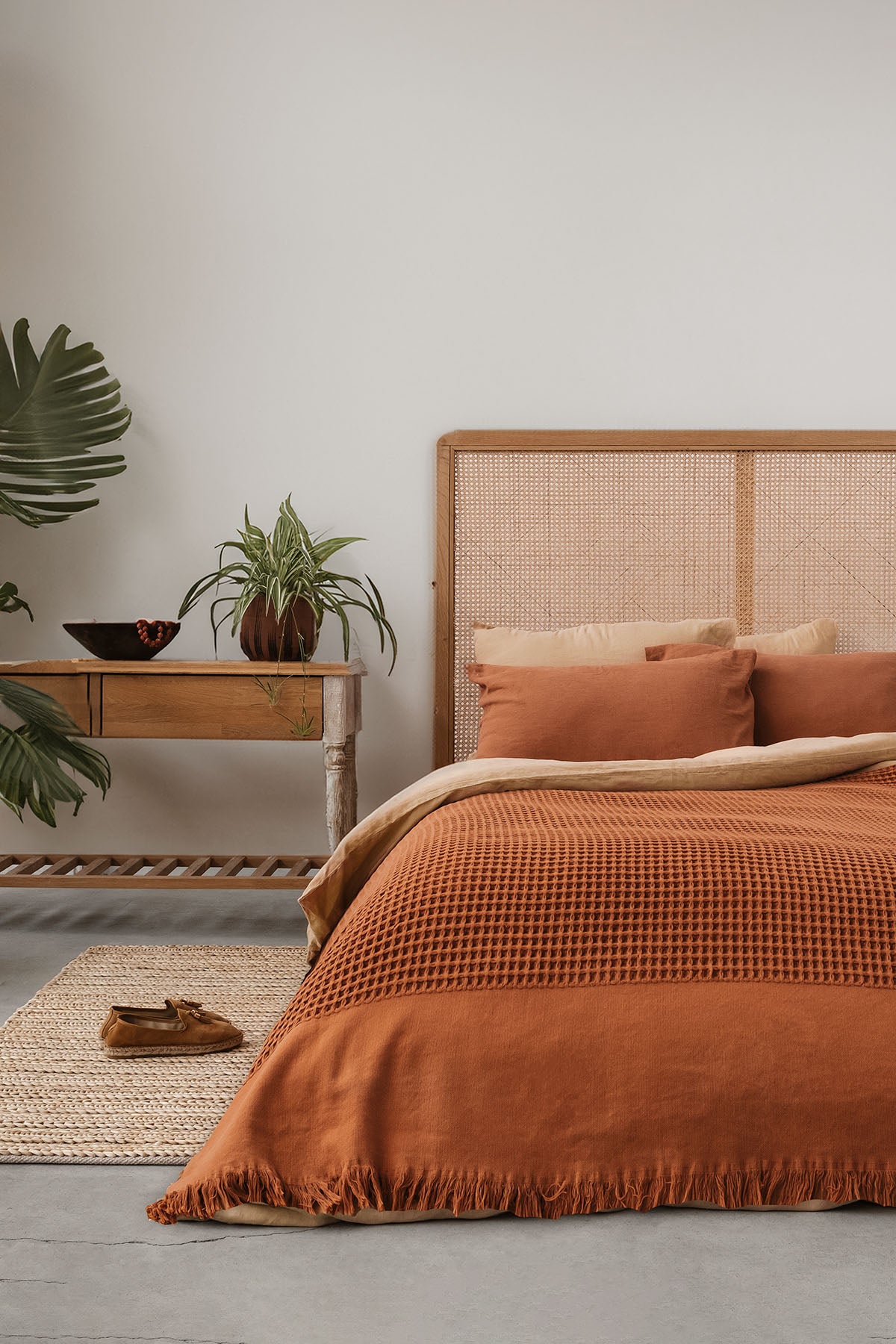 Waffle Bedspread Cinnamon