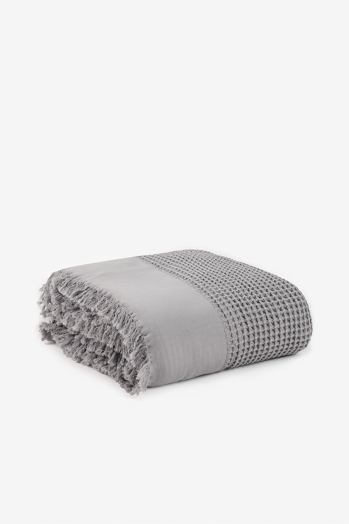 Waffle Büyük Gofre Yatak Örtüsü Gri