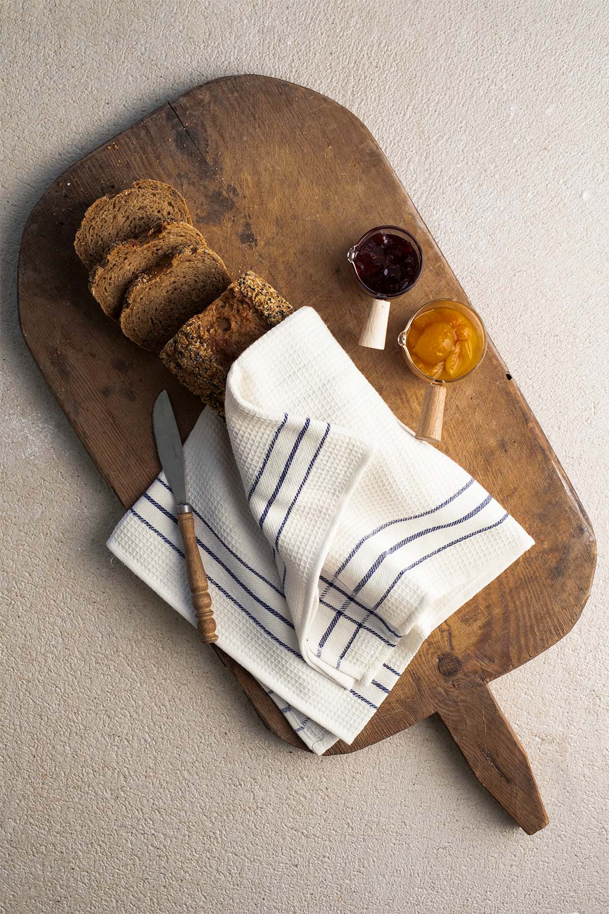Waffle Kitchen Towel Set of 2 Cream-Navy Blue