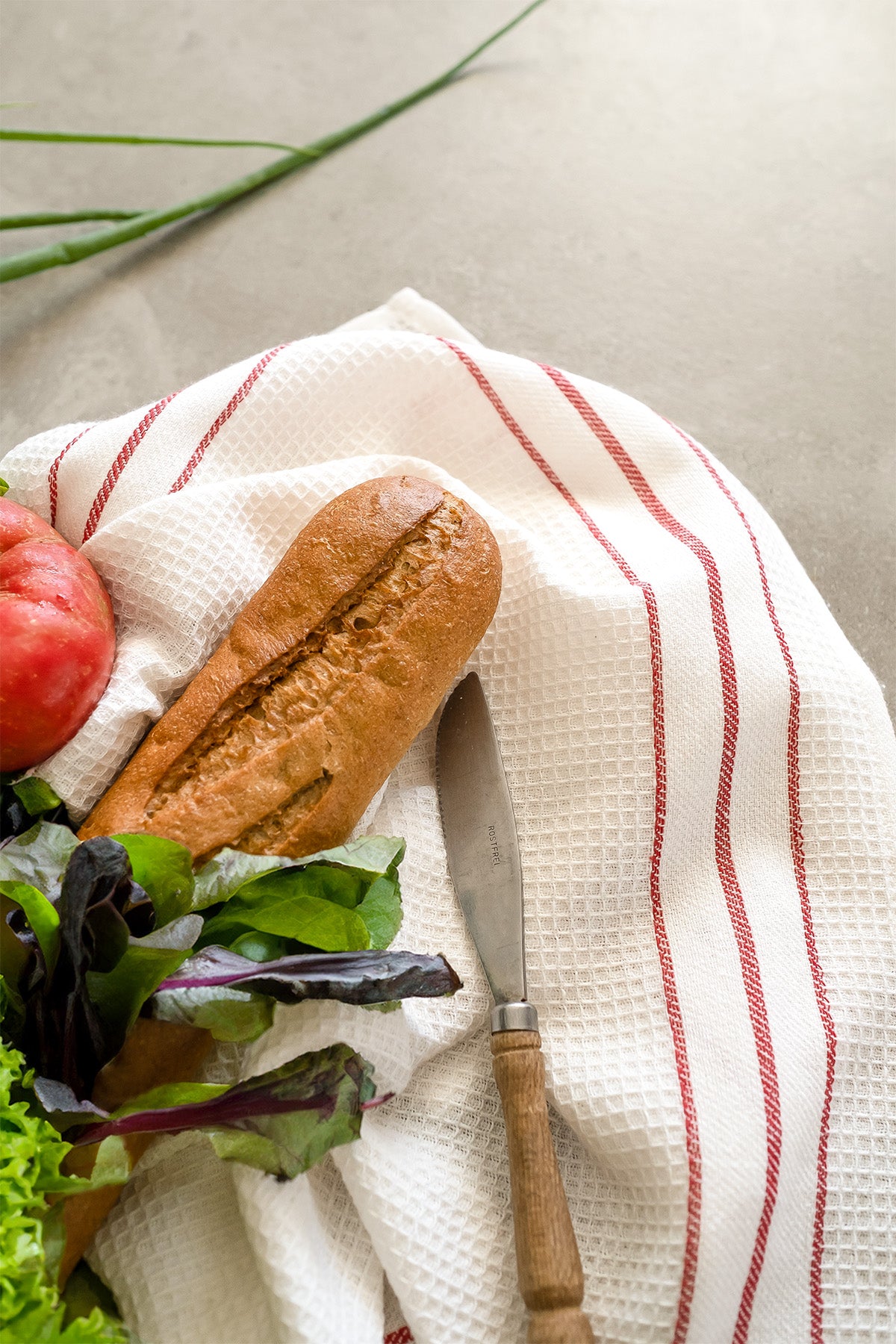 Waffle Kitchen Towel Set of 2 Cream-Red