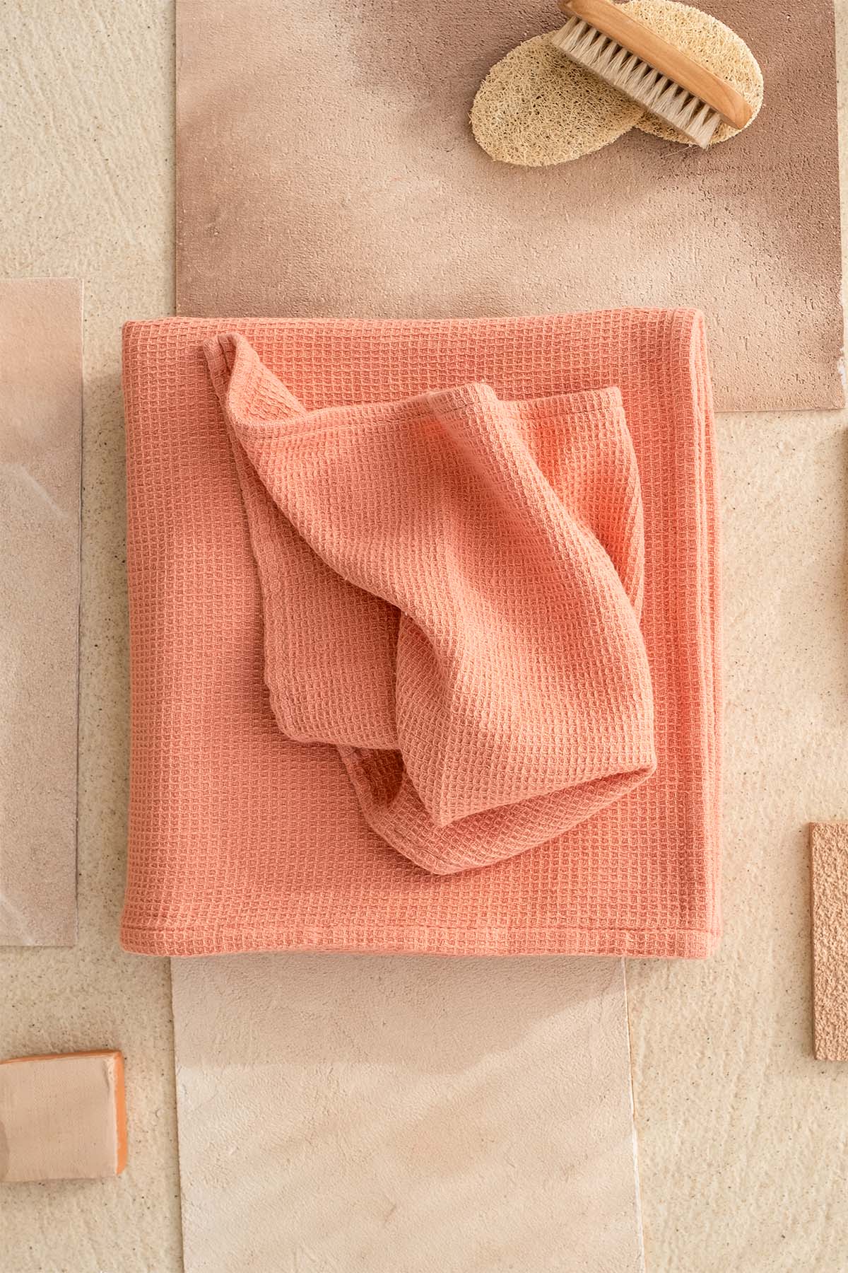 Waffle 4-Piece Towel Shrimp