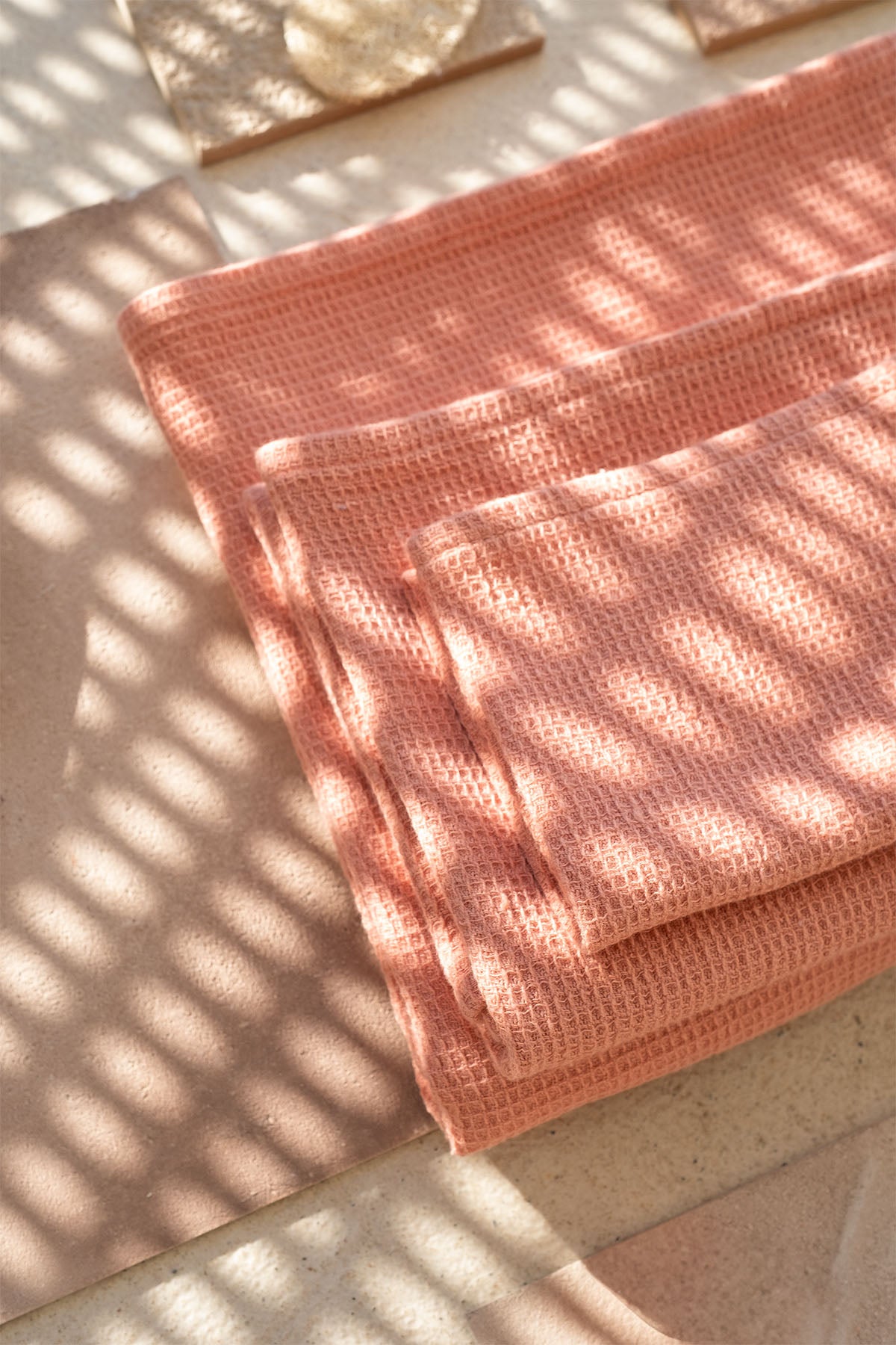 Waffle 4-Piece Towel Shrimp