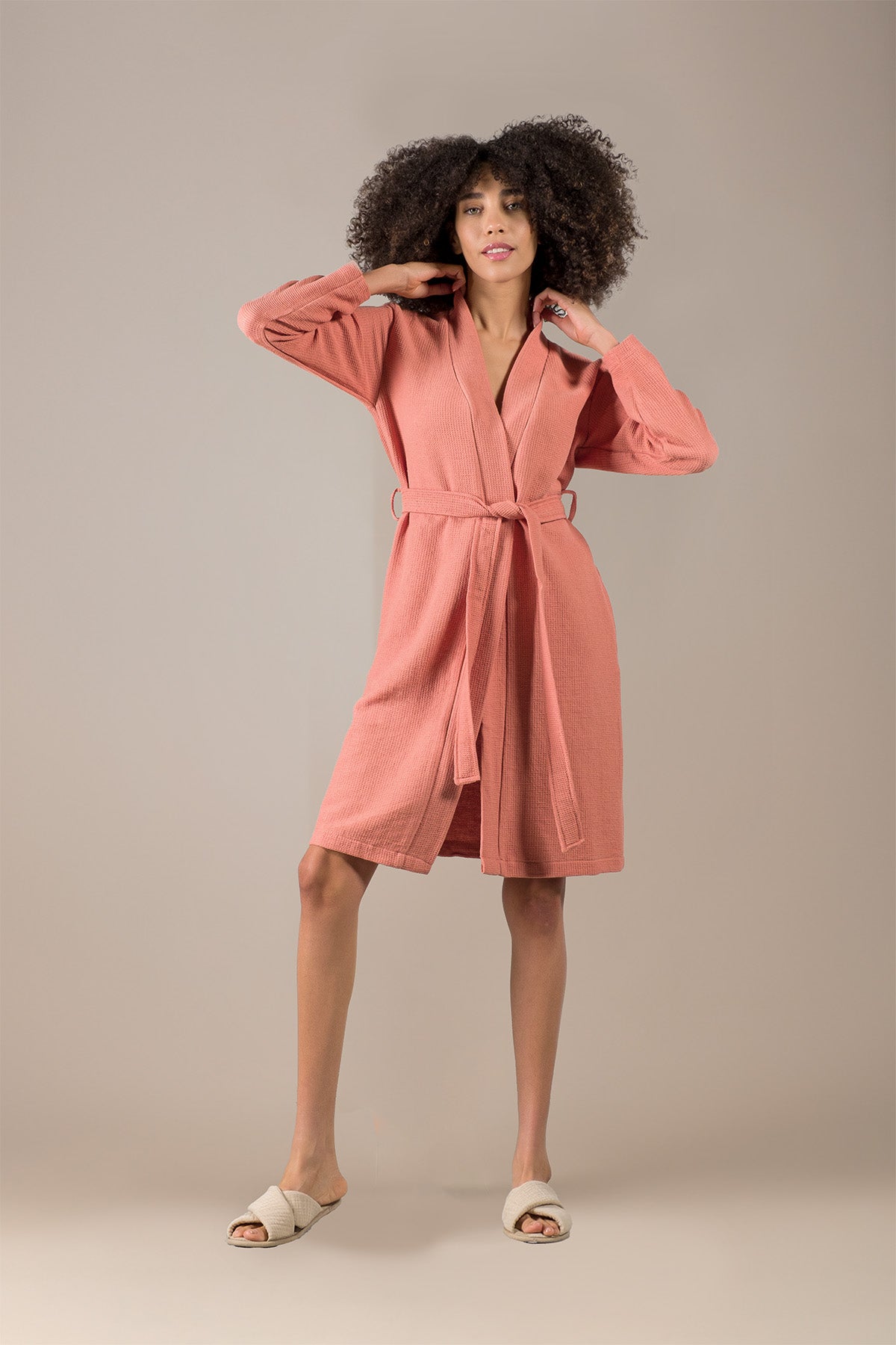 Waffle Gofre Dokulu Pike Bornoz Mercan