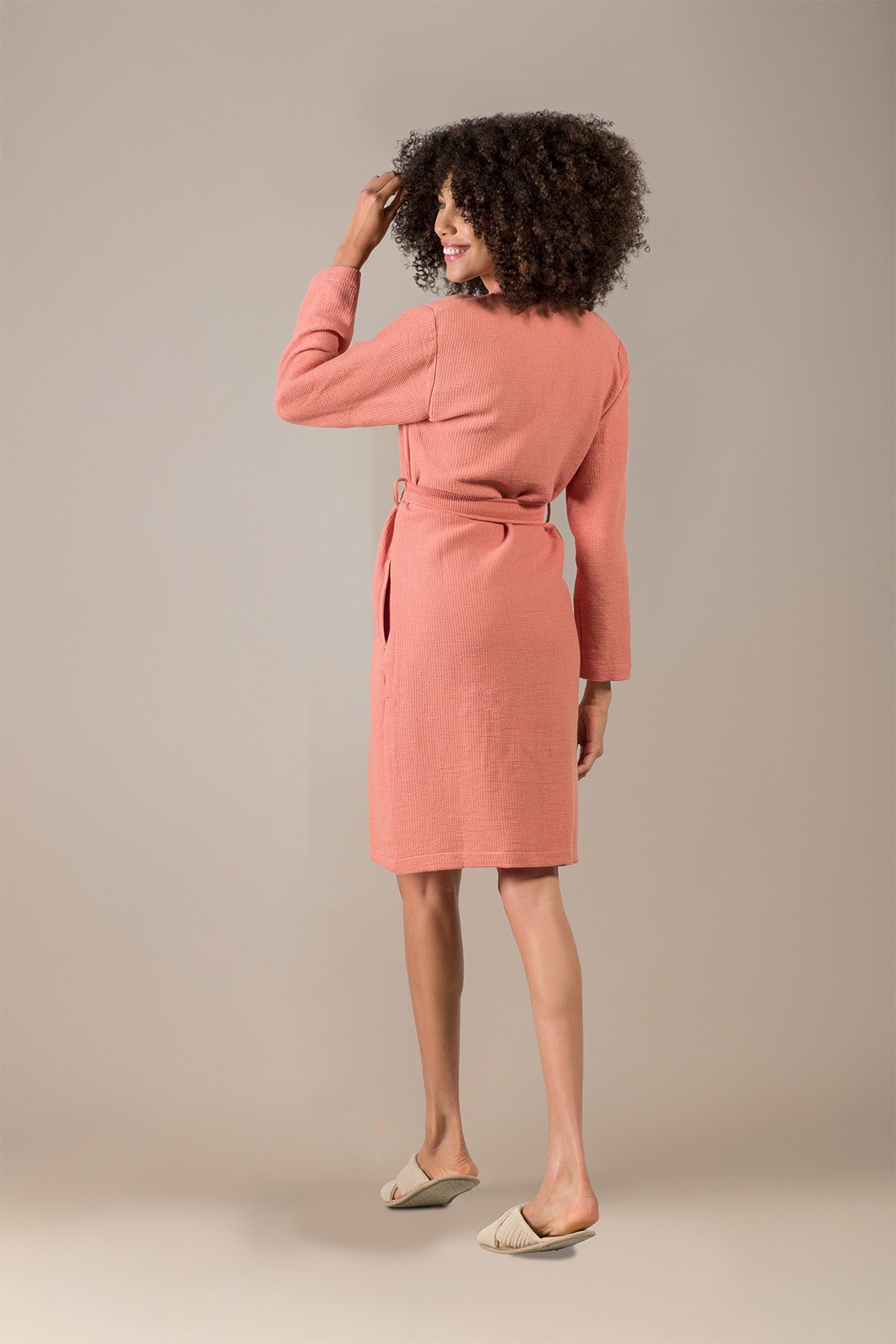 Waffle Gofre Dokulu Pike Bornoz Mercan