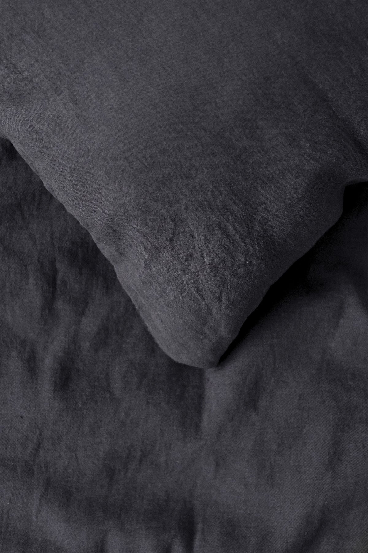 Yıkanmış Keten Çift Kişilik Nevresim Seti Antrasit