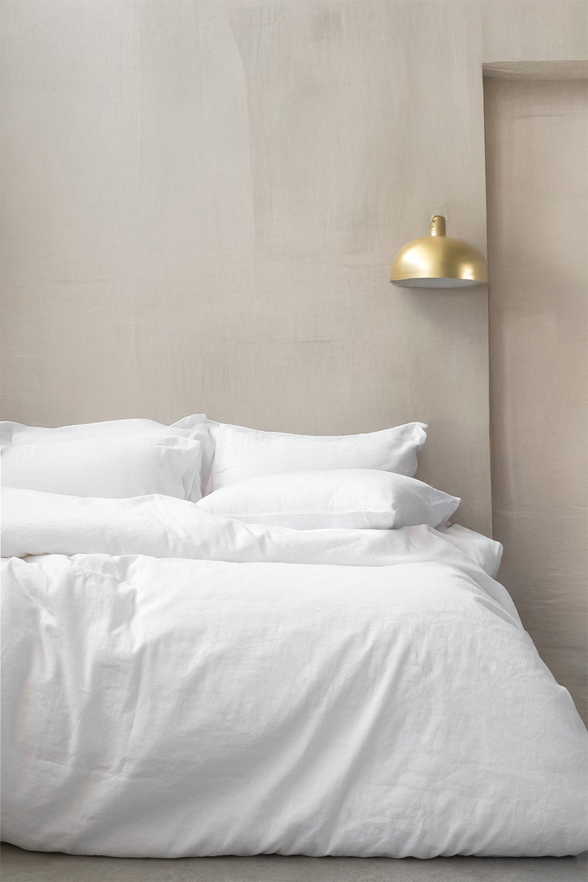 Yıkanmış Keten Nevresim Seti Beyaz