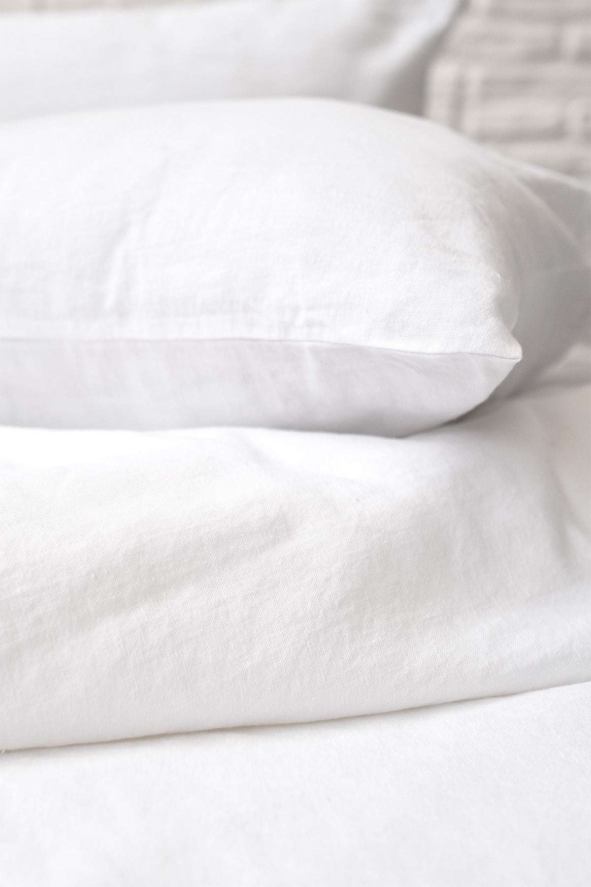 Yıkanmış Keten Nevresim Seti Beyaz