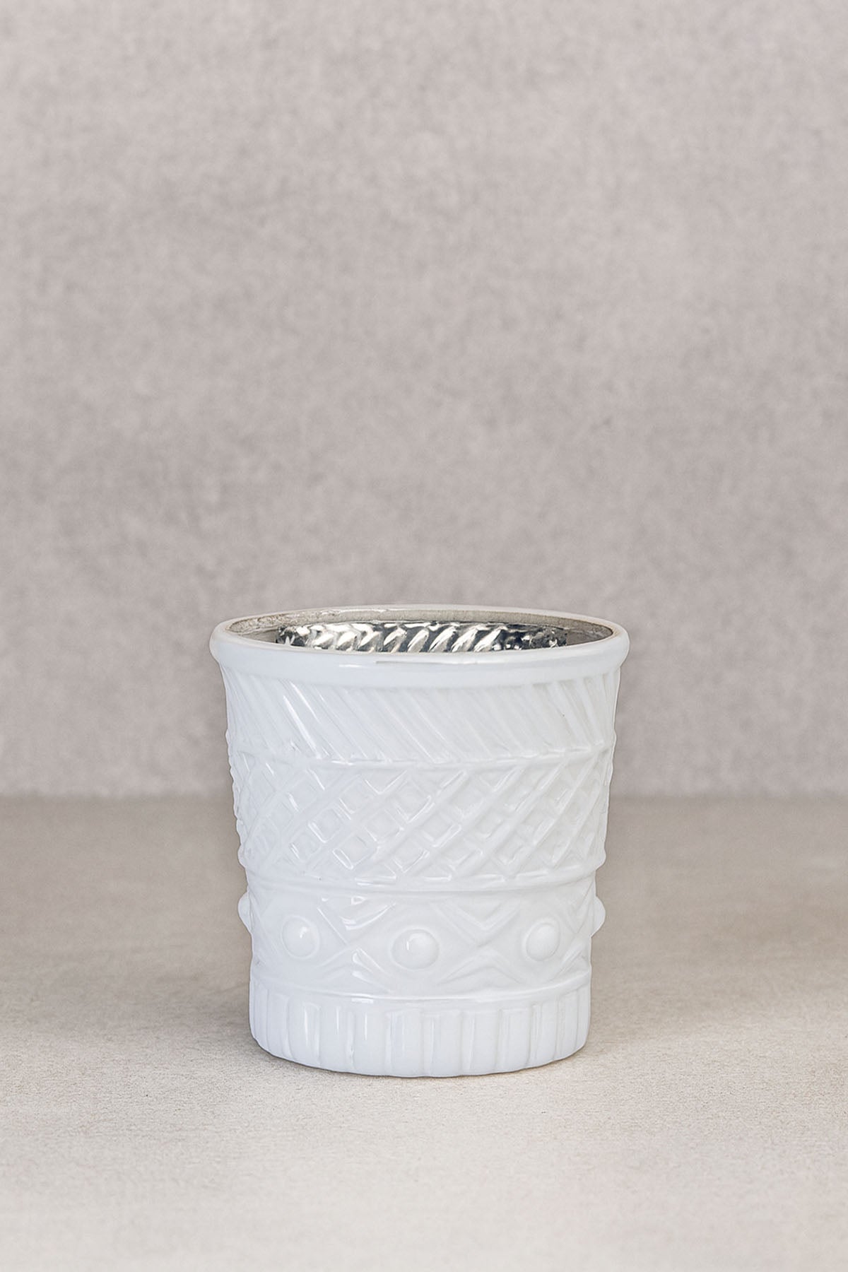 Antique Gilded Glass Tea Light Holder White