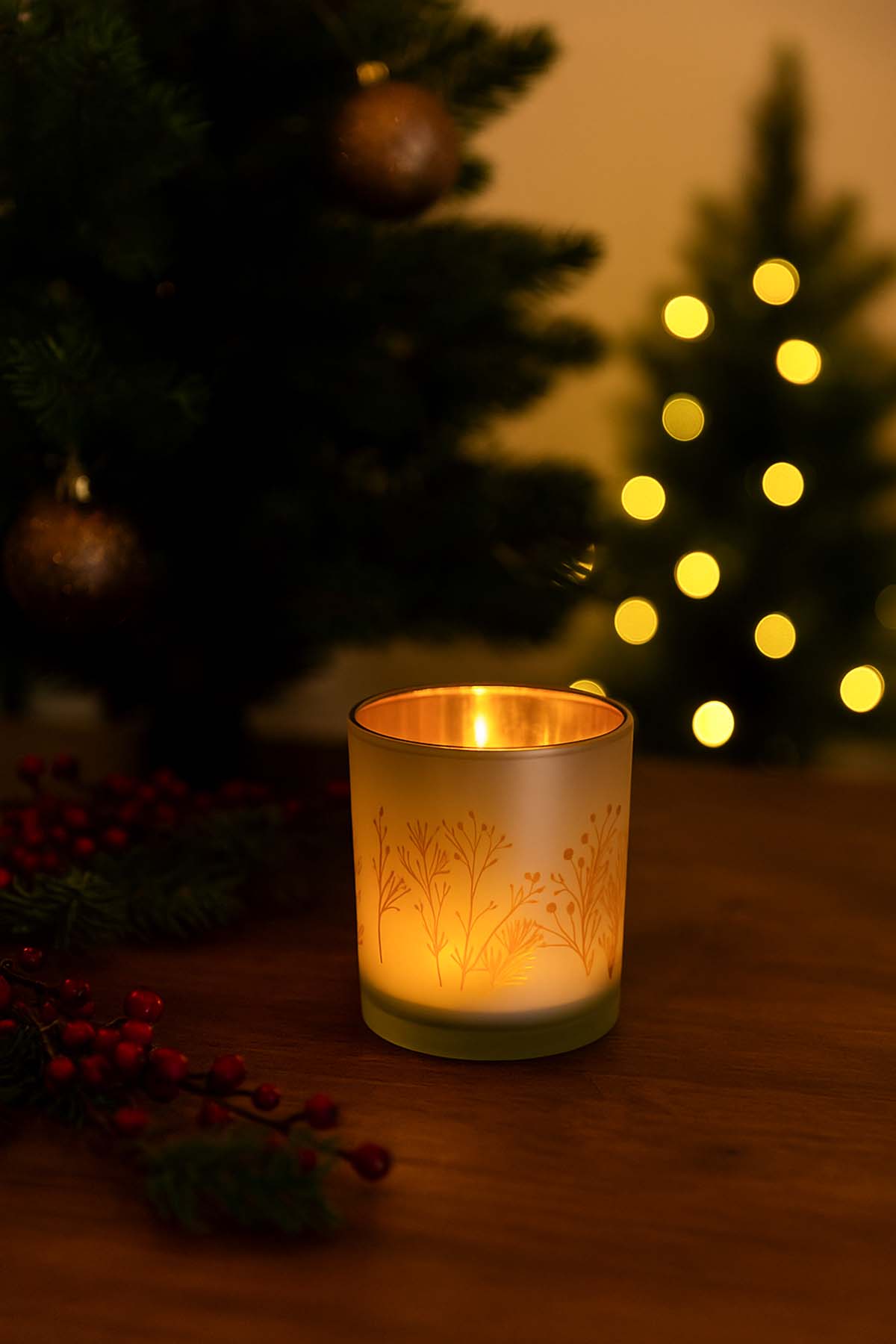 Kış Büyüsü Cam Mumluk 8,5x10 cm