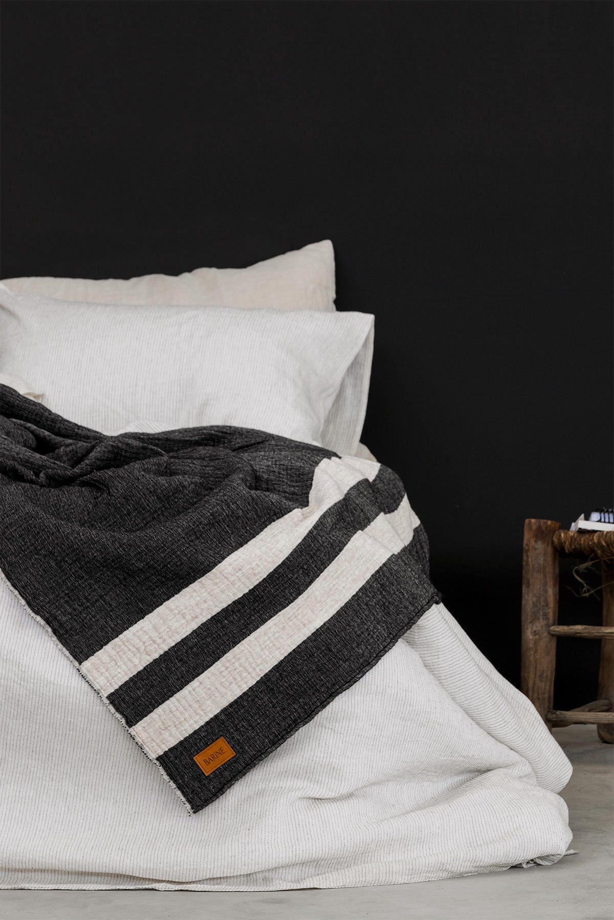 Yünlü Dokulu Kalın Battaniye, Koltuk Şalı Siyah