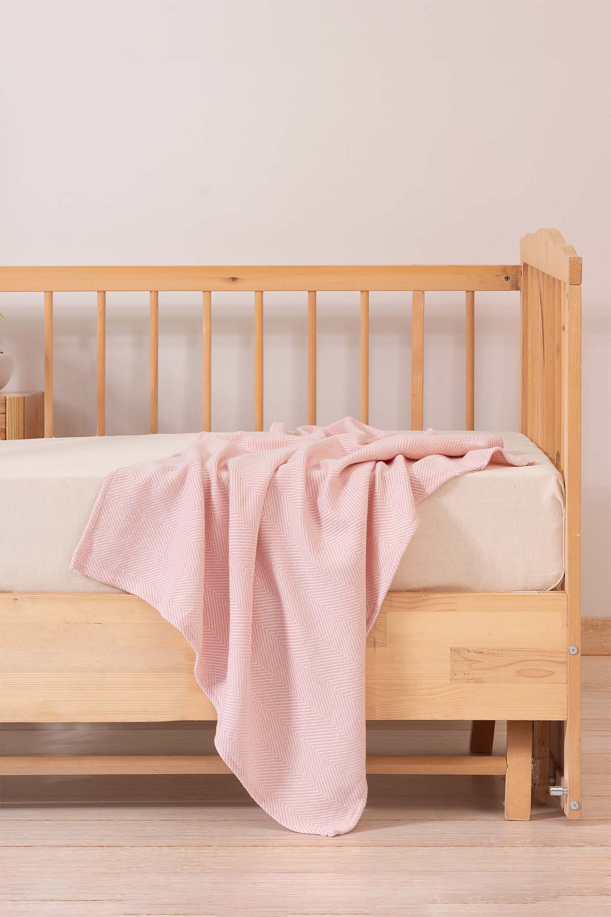 Wool Herringbone Baby Blanket Pink