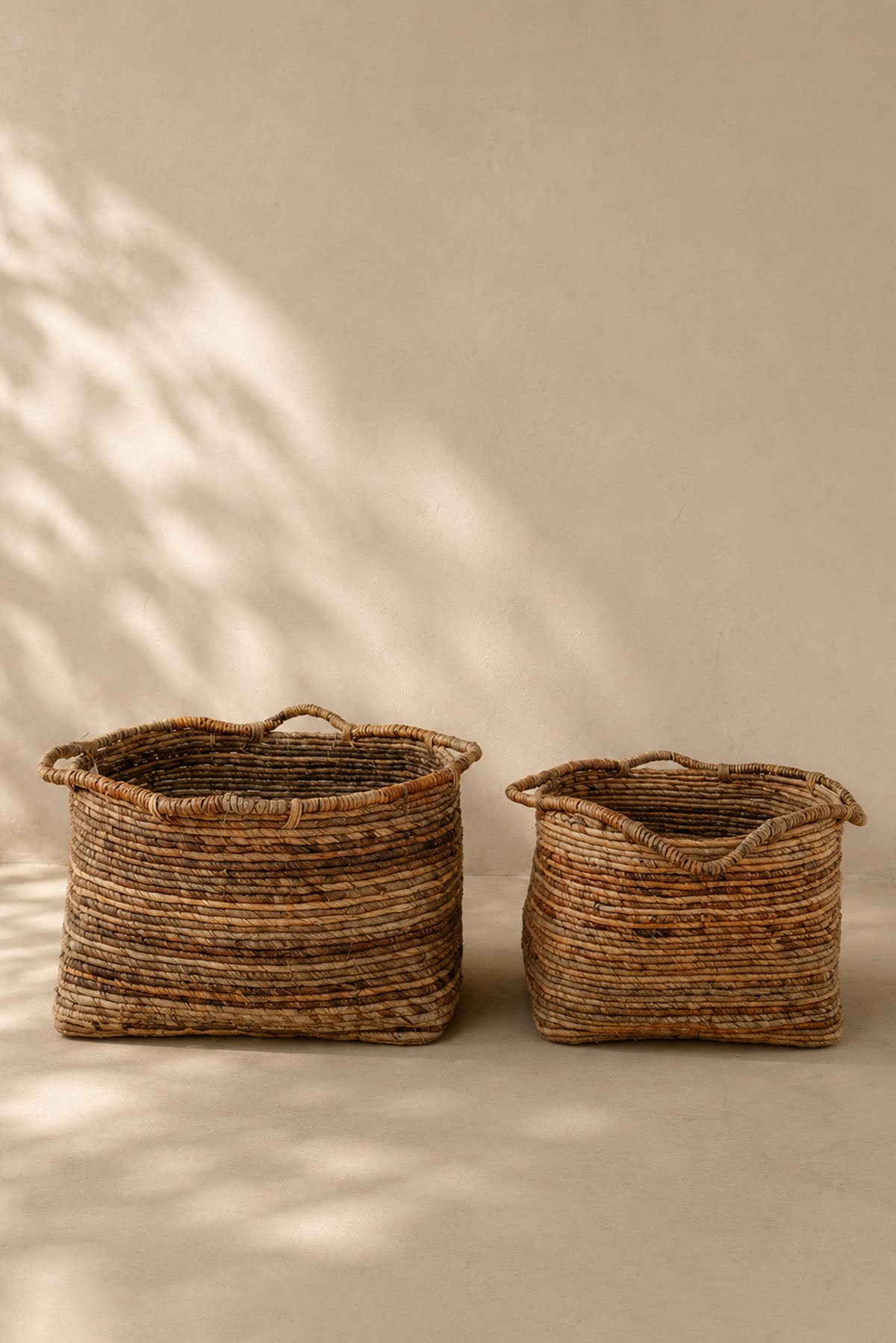 Decorative Basket with Banana Tree Fiber Base, Square Bottom, and Round Top