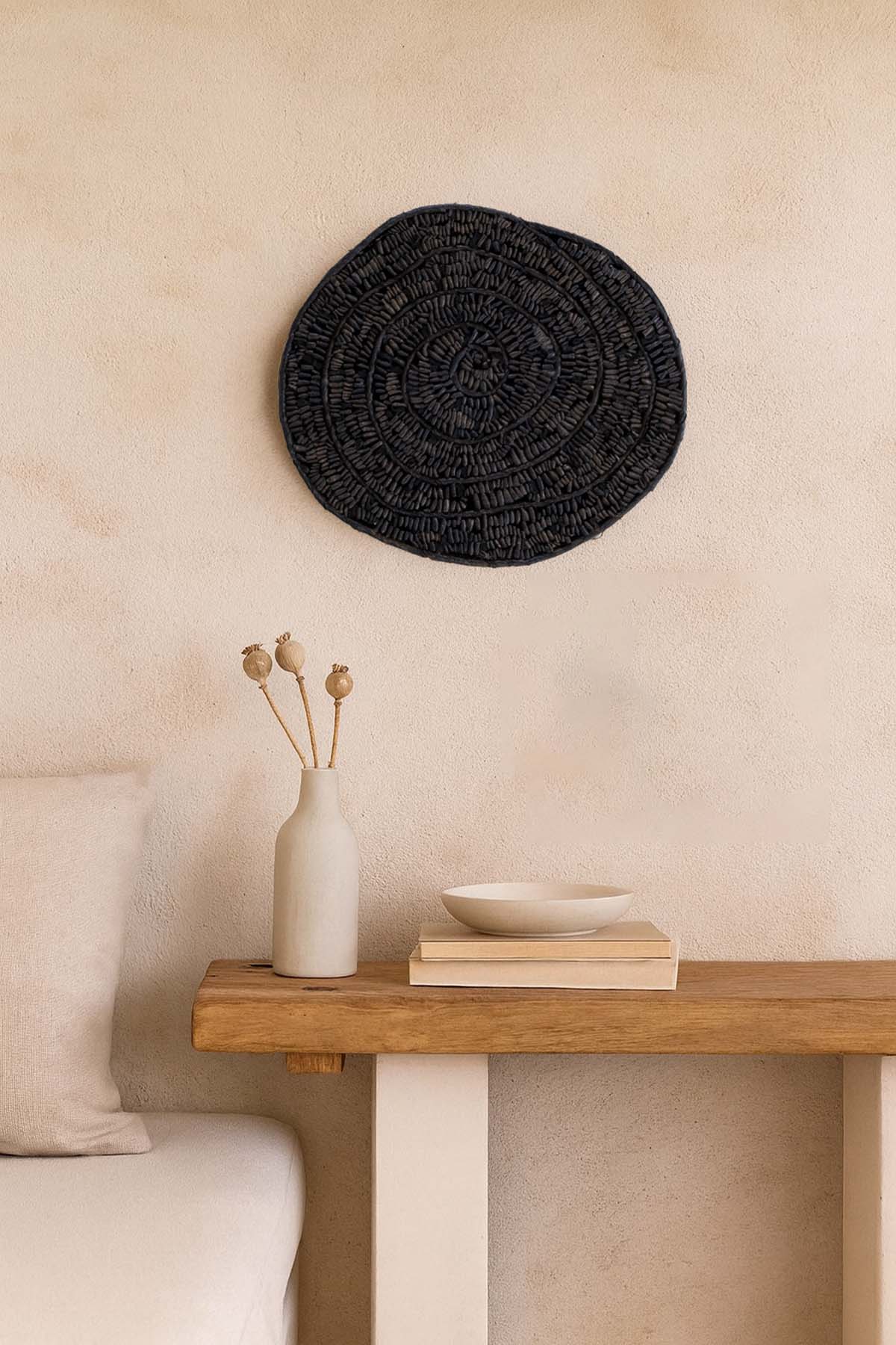 Su Sümbülü Lifinden Spiral Desenli Koyu Renk Duvar Dekoru 41x36 cm