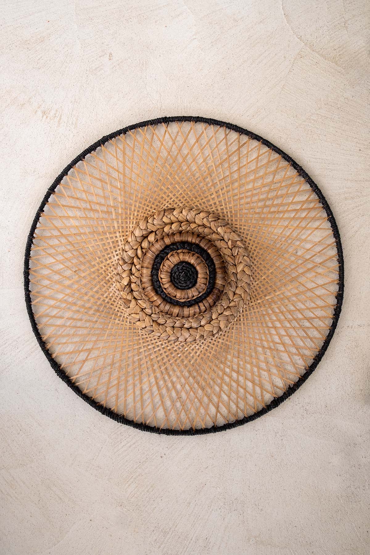 Su Sümbülü & Muz & Bambu Liflerinden Yuvarlak Duvar Dekoru 73 cm