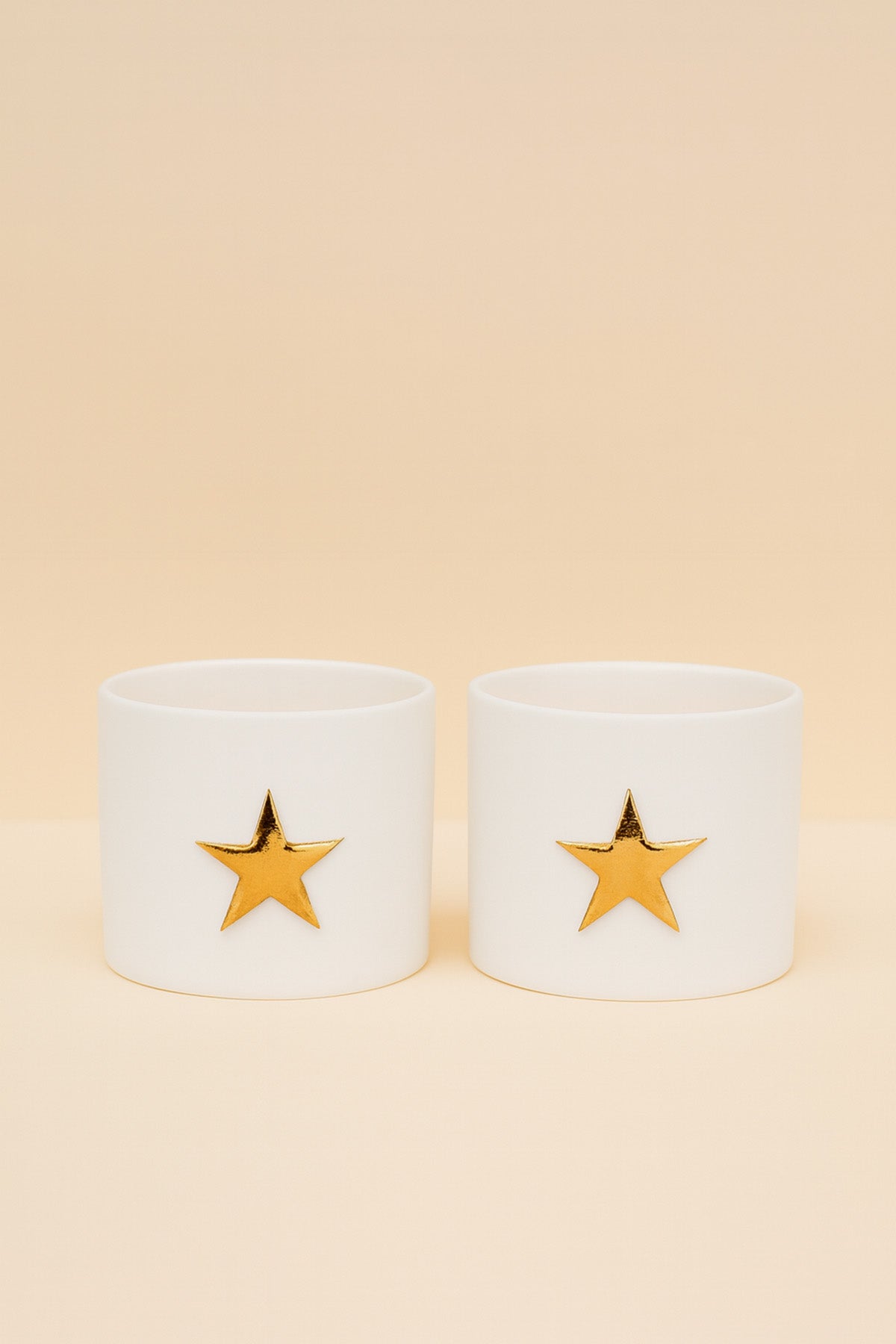Yıldız Desenli Porselen Mumluk 2'li Set
