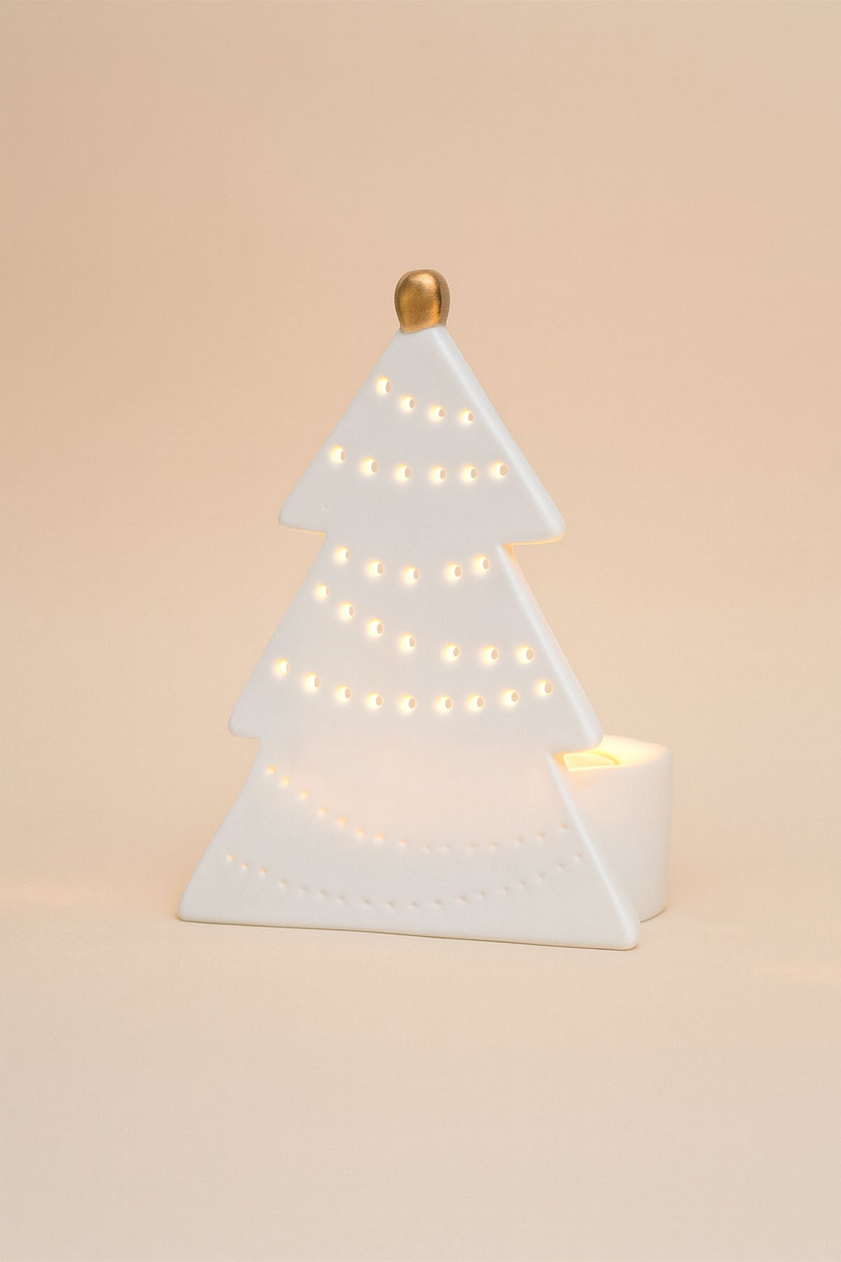 Çam Ağacı Şeklinde Porselen Tealight Mumluk 9x6,5 cm