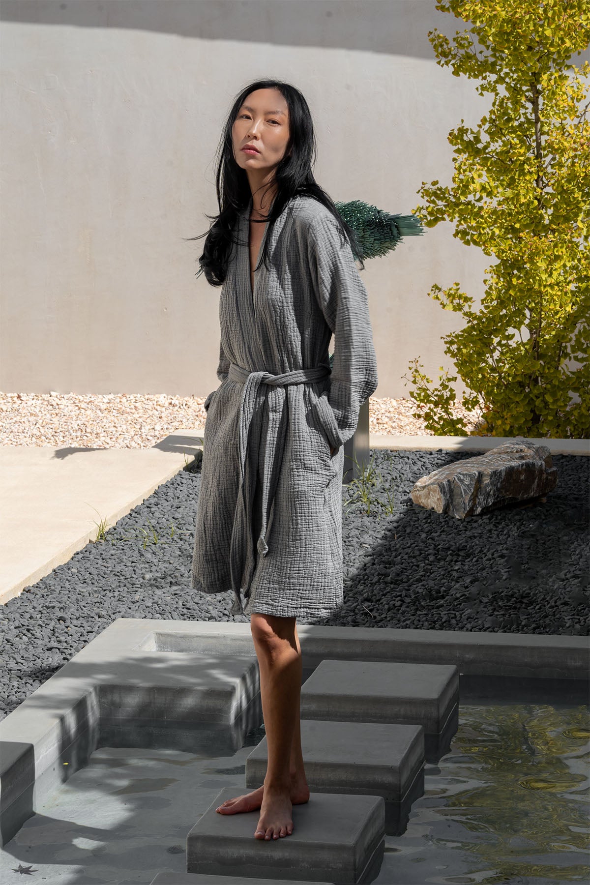 Cocoon Bathrobe Dark Grey-Light Gray