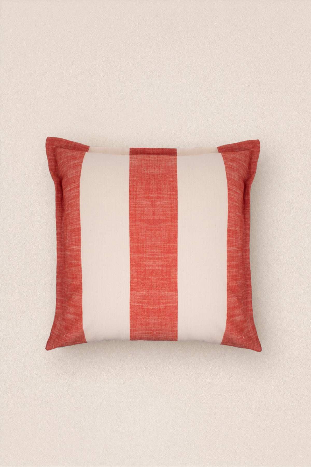 Çizgili Pamuklu Kırlent Kılıfı Turuncu-Krem 45 x 45 cm