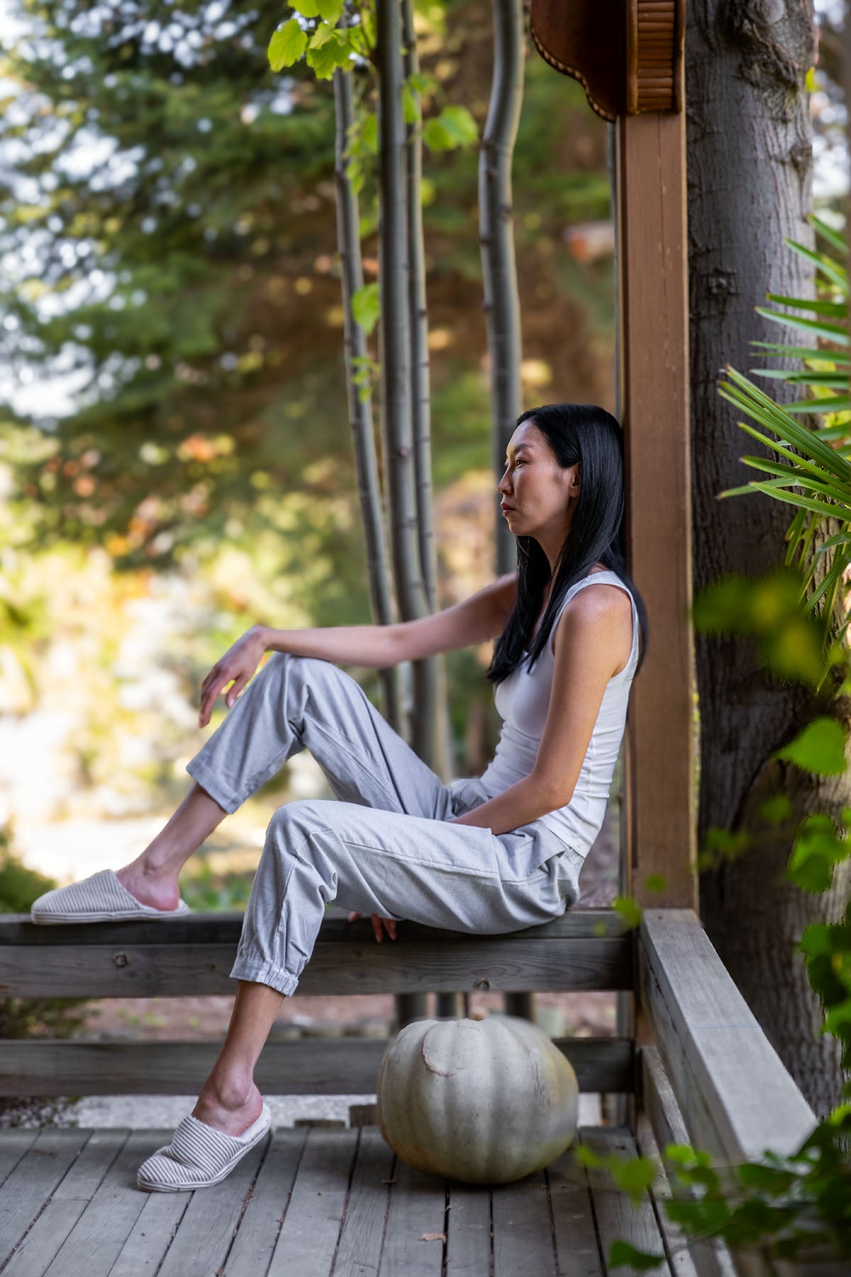 Flannel Trousers Melange Gray