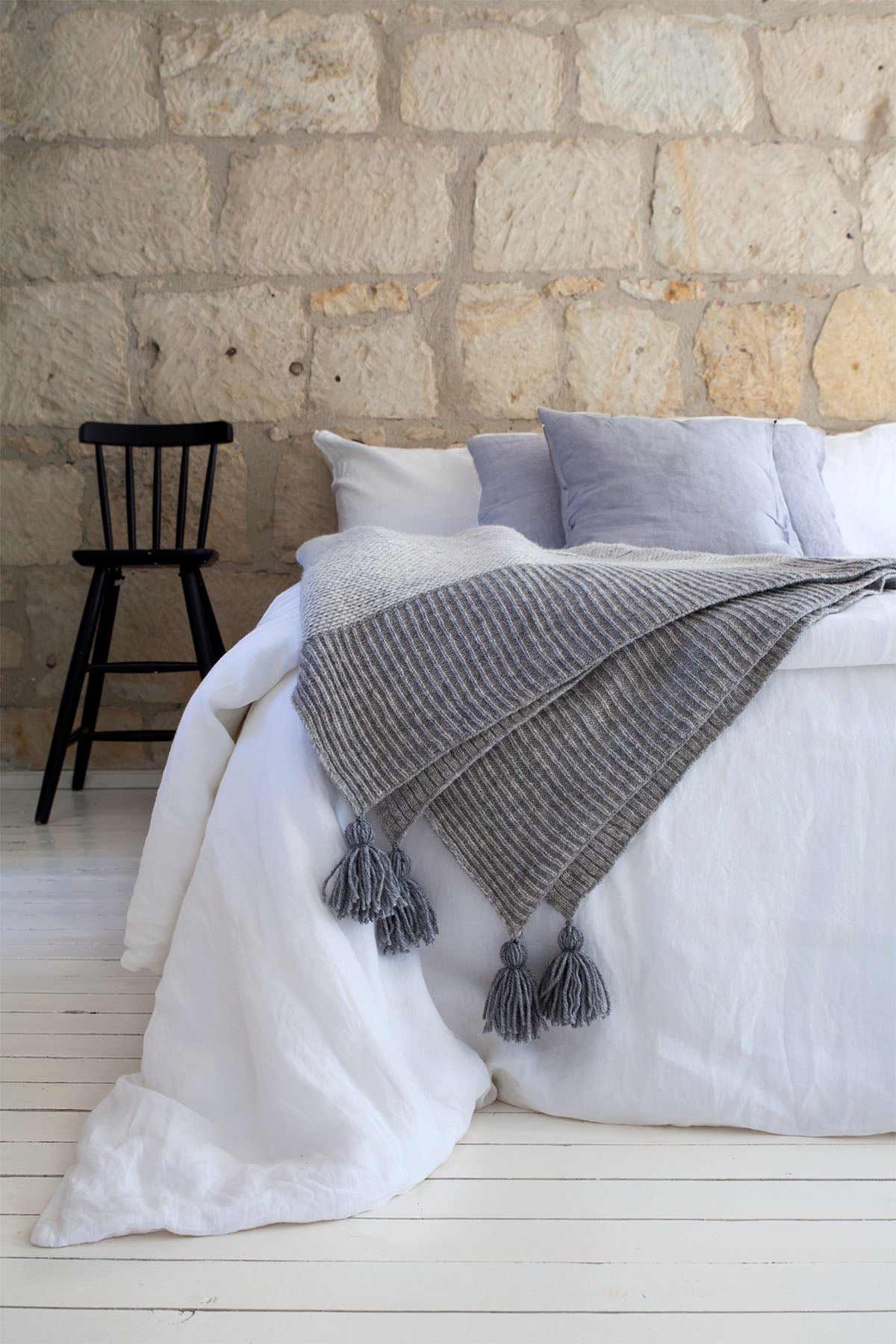 Frame Wool Sofa Throw Blanket Gray