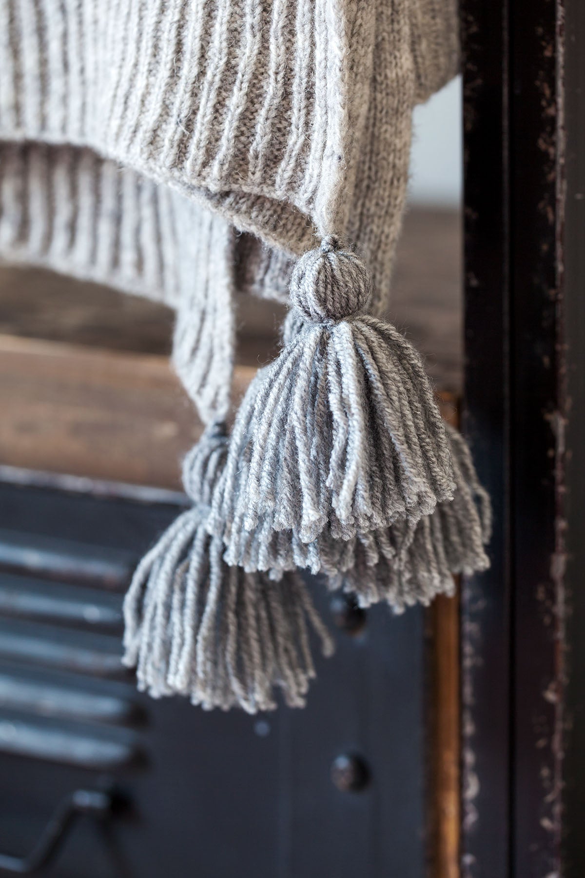 Frame Wool Sofa Throw Blanket Gray