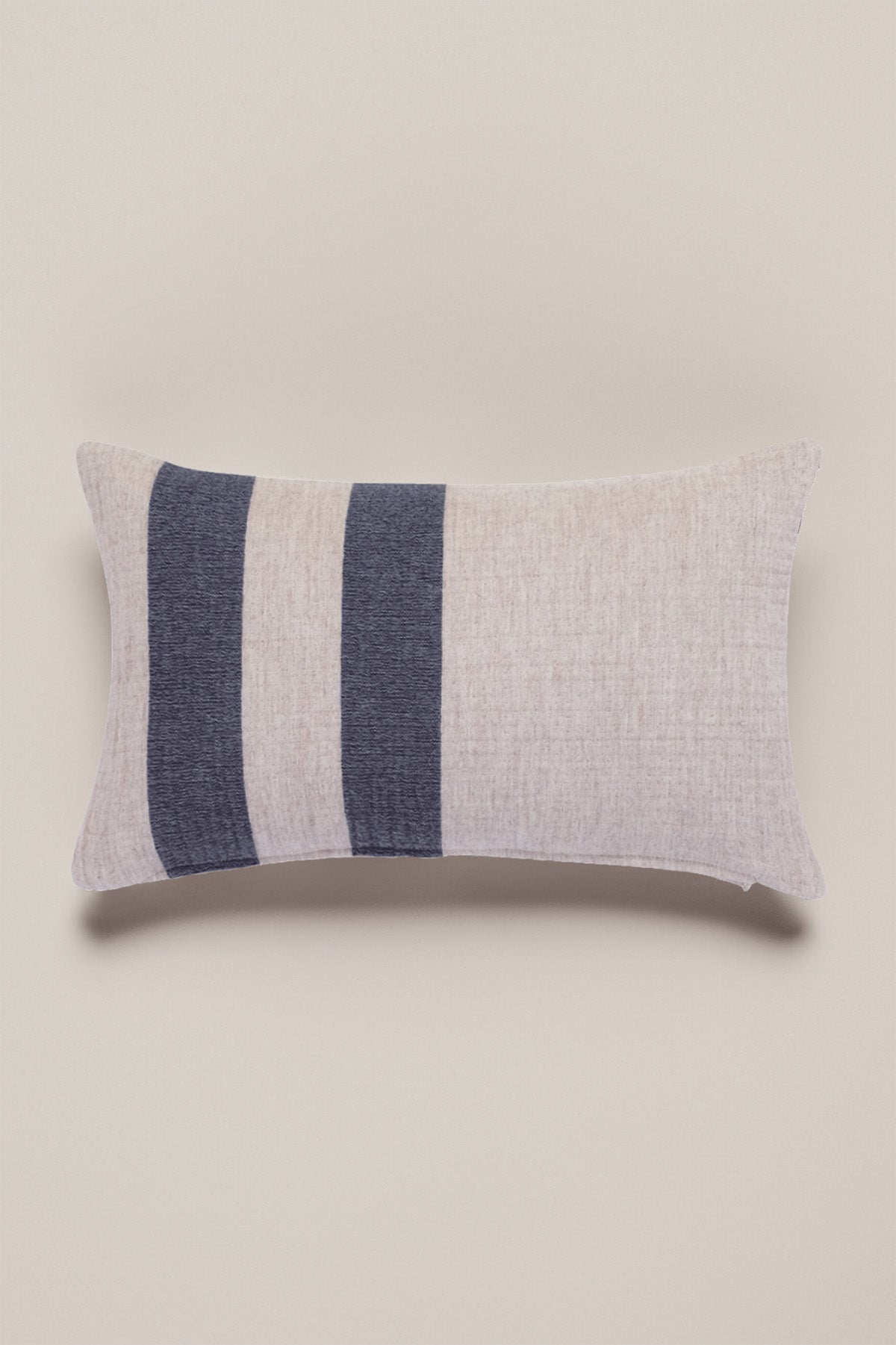 Wool Cocoon Throw Pillow Cover Ecru-Indigo