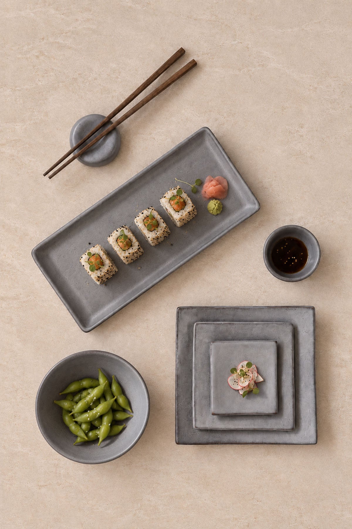 Asian Dining Stoneware Servis Kasesi 4 x 10 cm