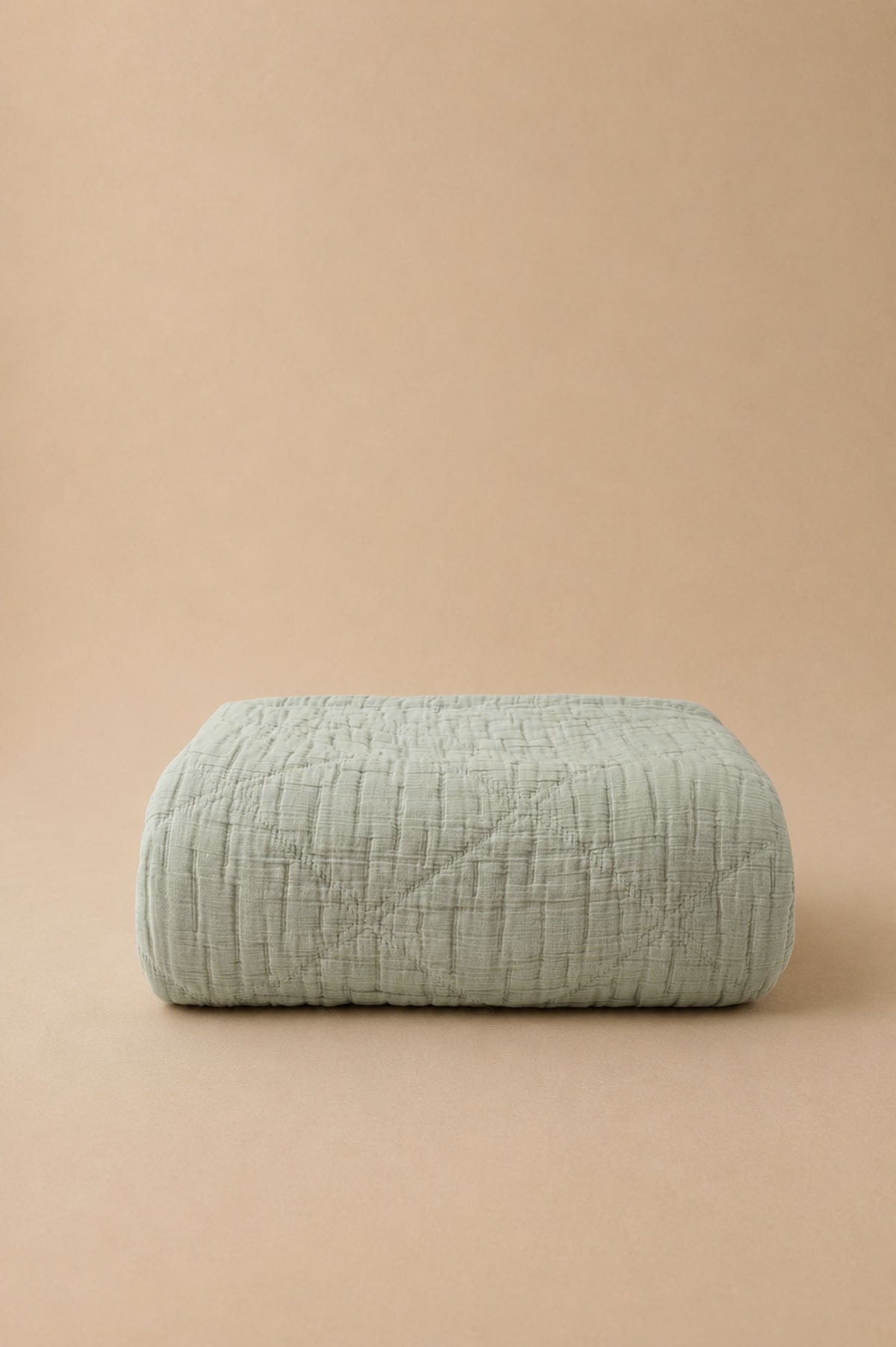 Atik Filled Jacquard Double Bedspread Sage Green