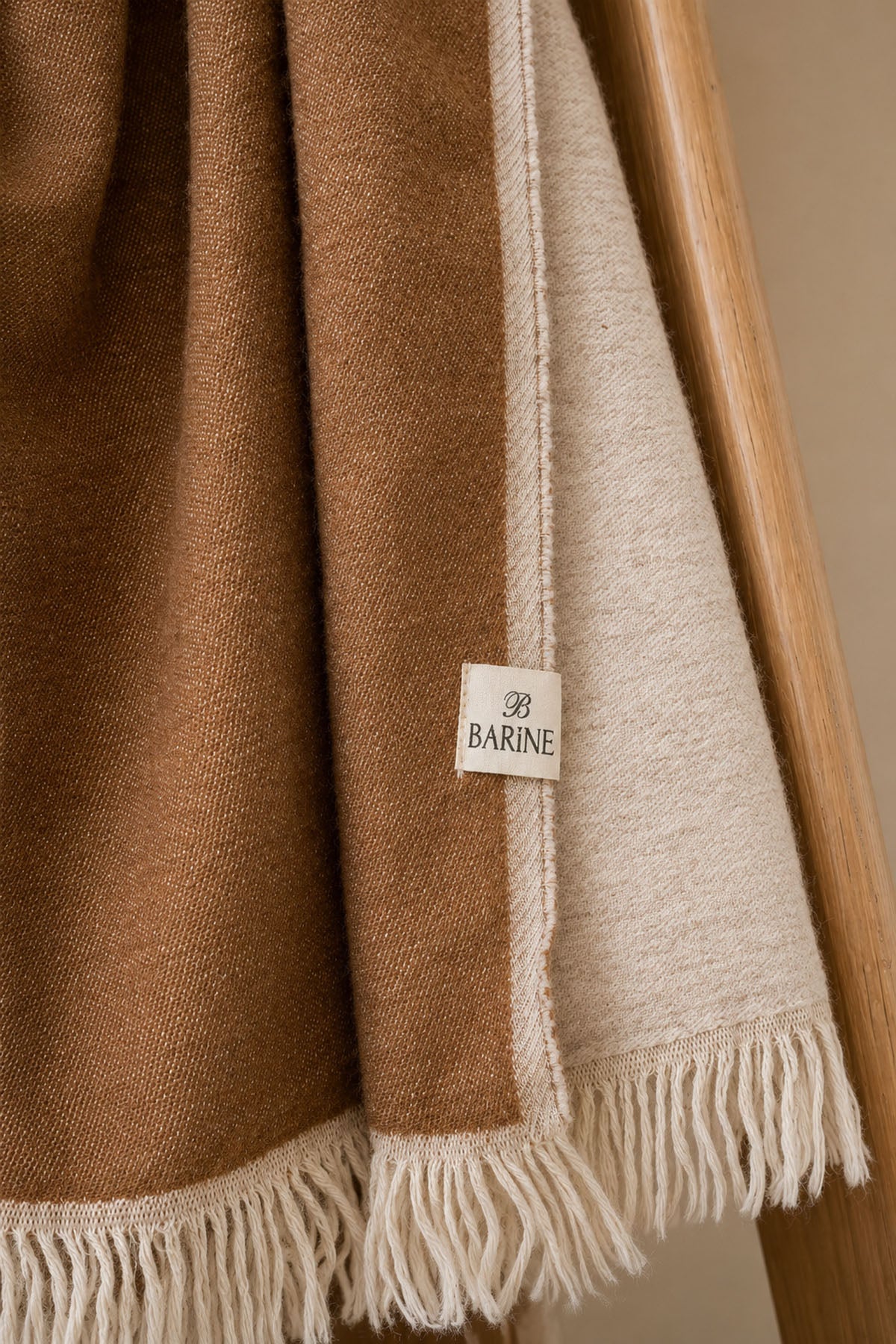 Avior Wool Sofa Throw Beige-Camel