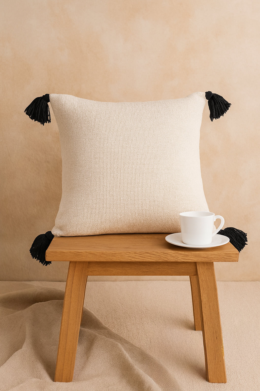 Basket Throw Pillow Cover Ecru