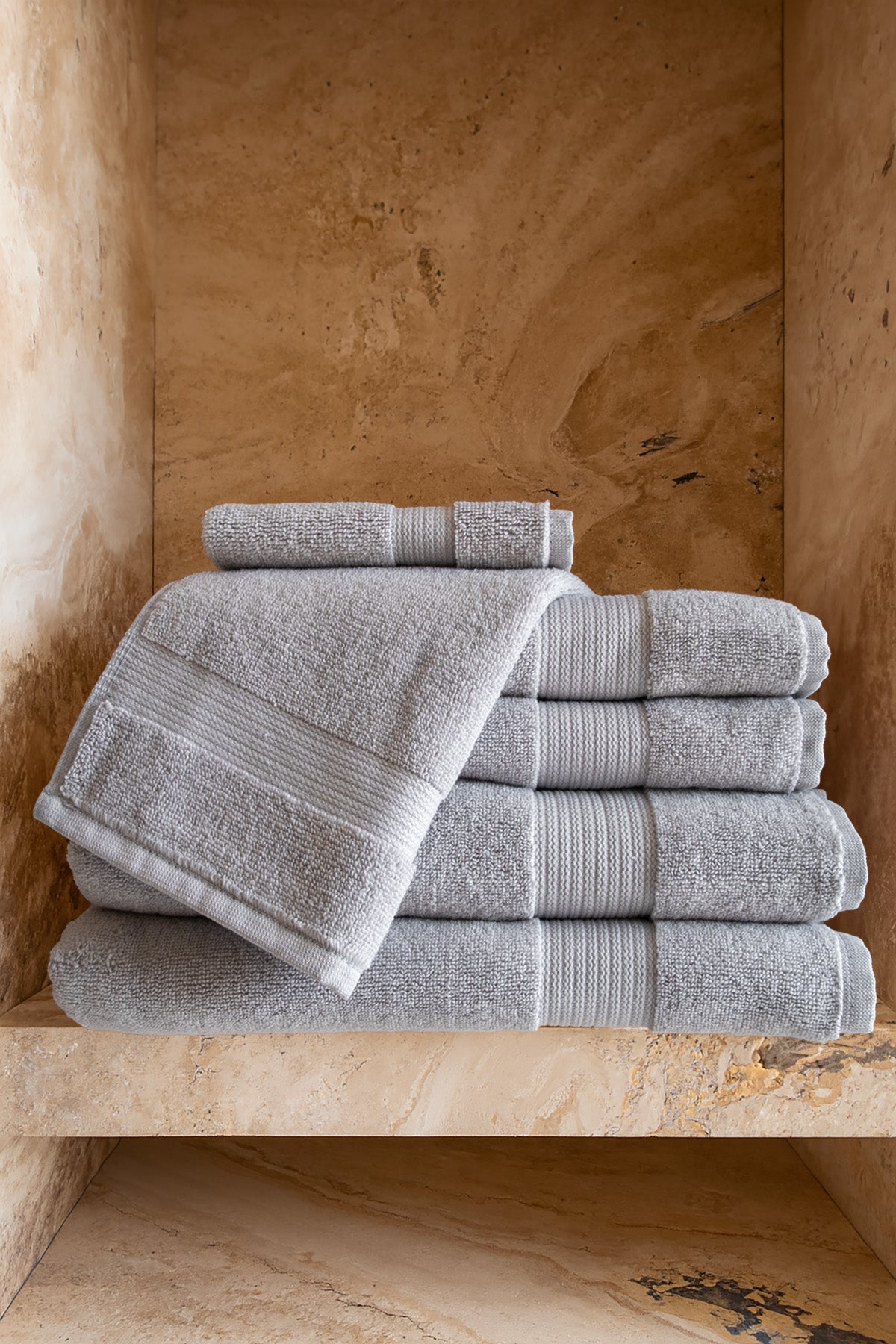 Ekstra Yumuşak Bordürlü Bukle Havlu Gri