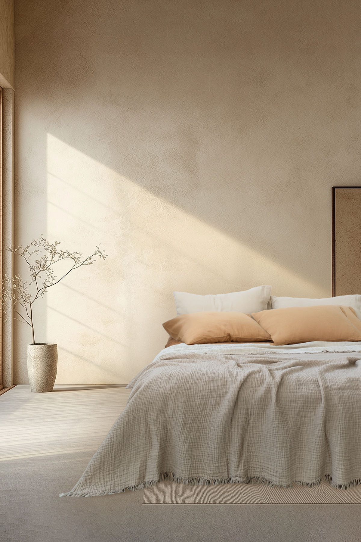 Cocoon 4 Katlı Müslin Yatak Örtüsü Bej