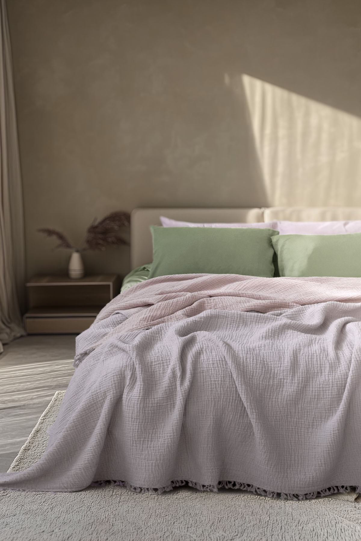 Cocoon 4 Katlı Müslin Yatak Örtüsü Lila