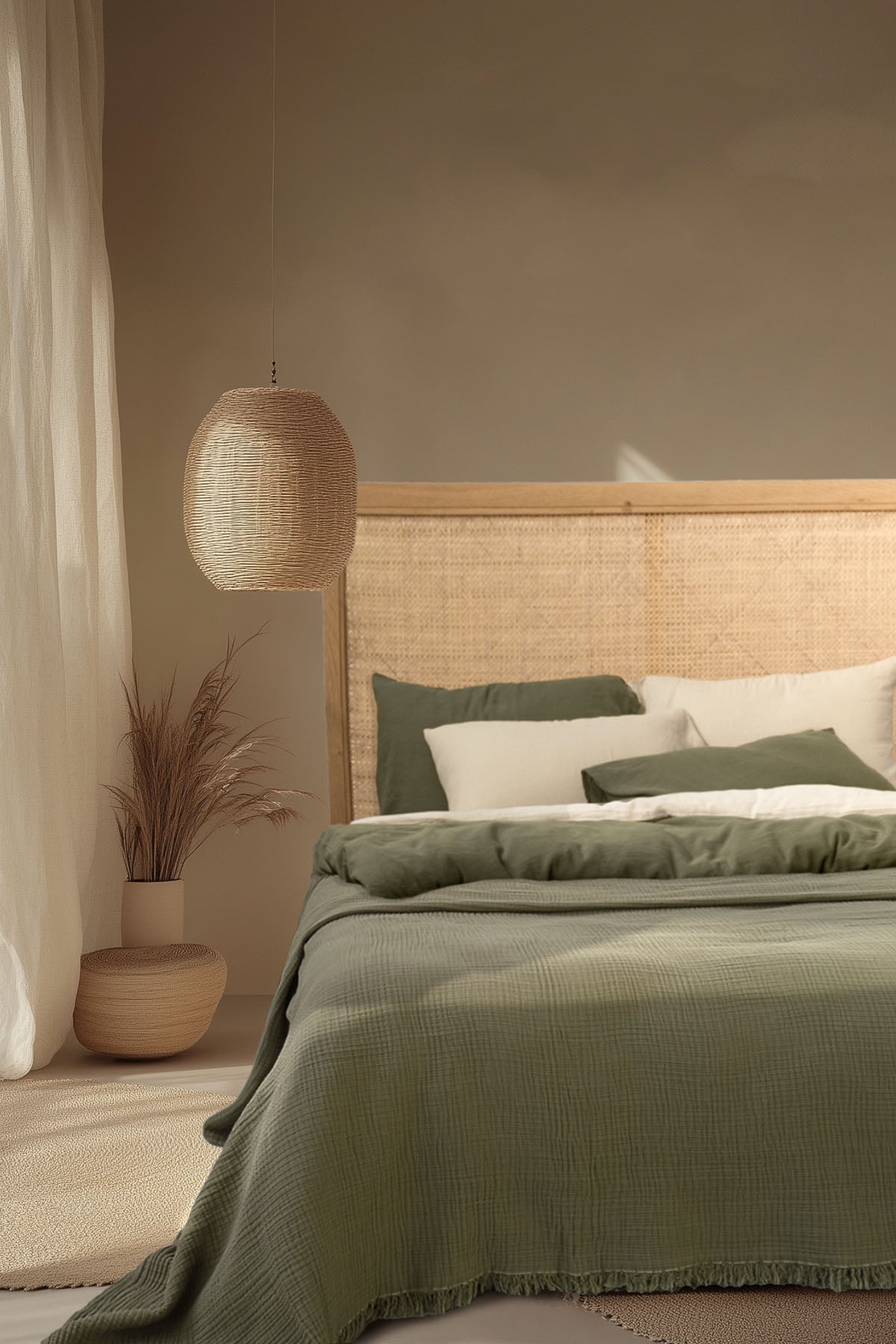 Cocoon 4 Katlı Müslin Yatak Örtüsü Haki