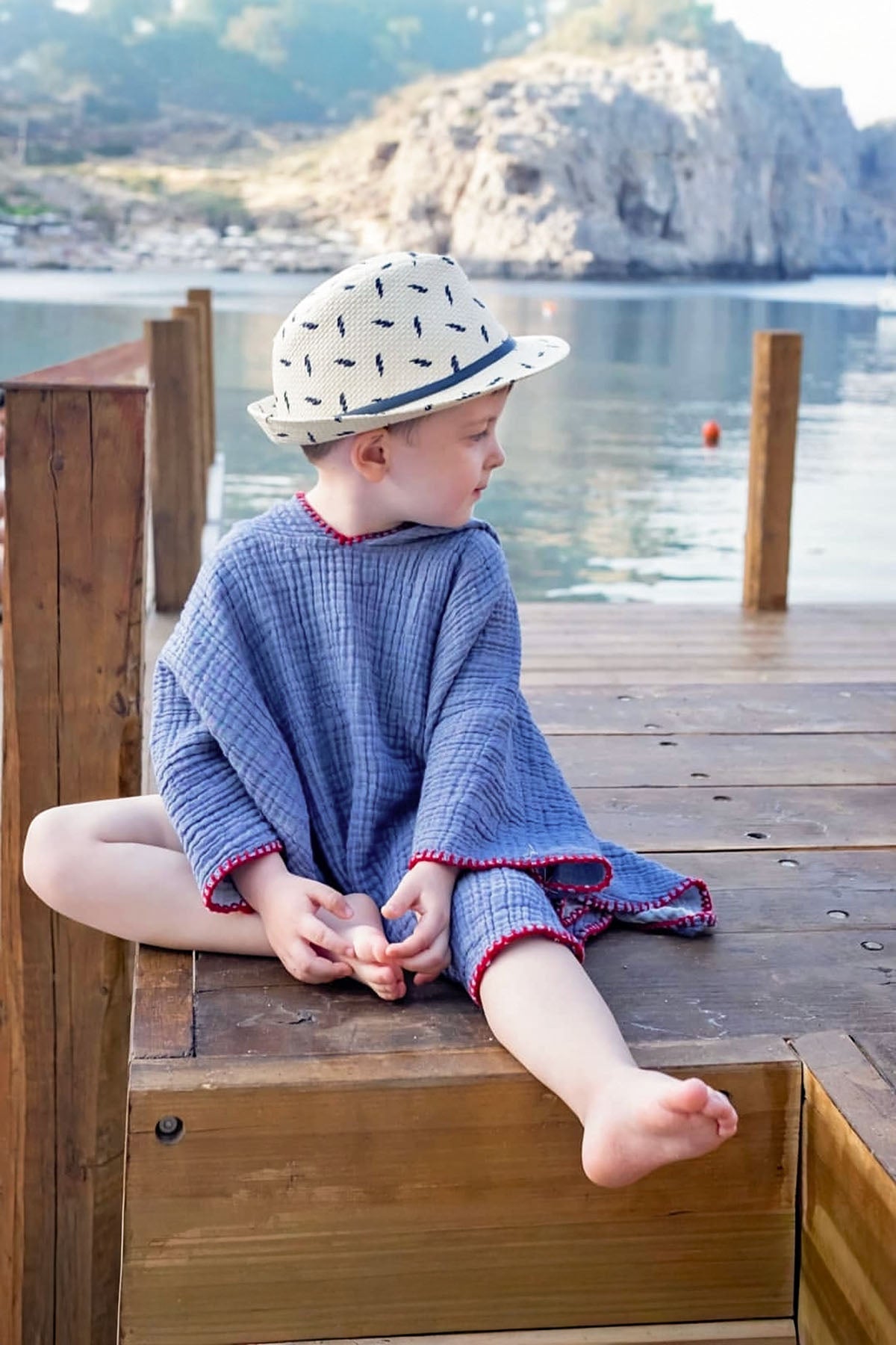 Cocoon Pamuk Müslin Bebek Plaj Pançosu Mavi