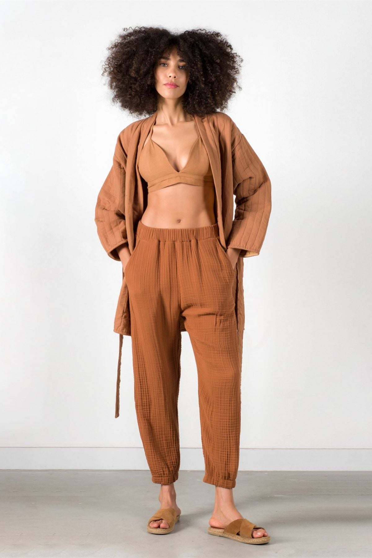 Cotton Gauze Pijama Rust Brown