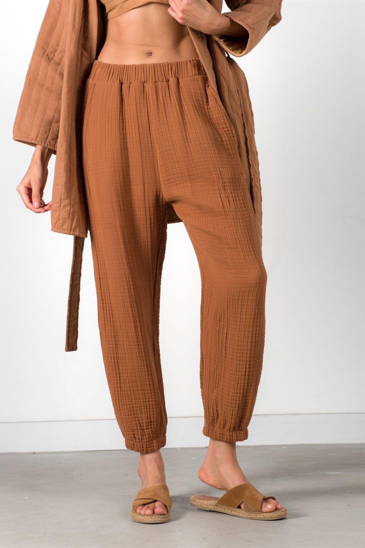 Cotton Gauze Pijama Rust Brown