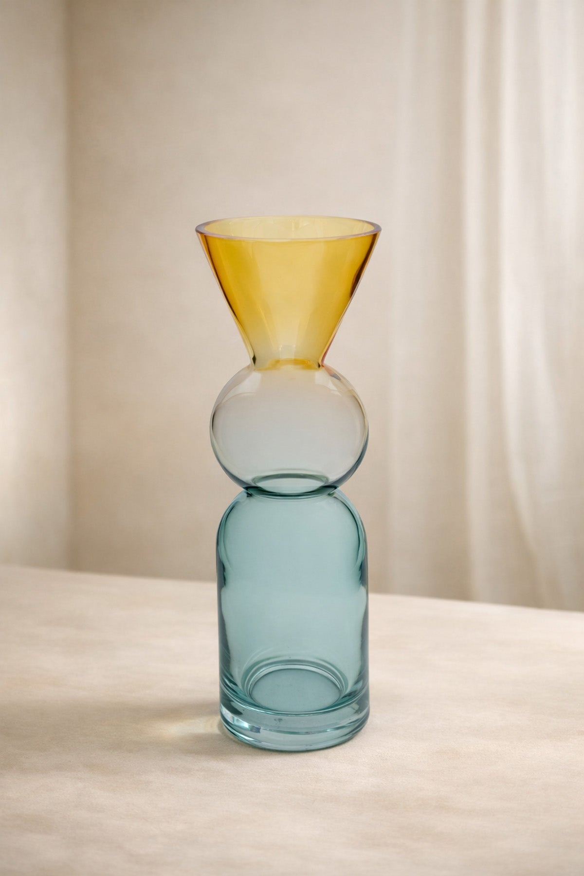 Colored Layered Glass Vase Blue 9x9x29 cm