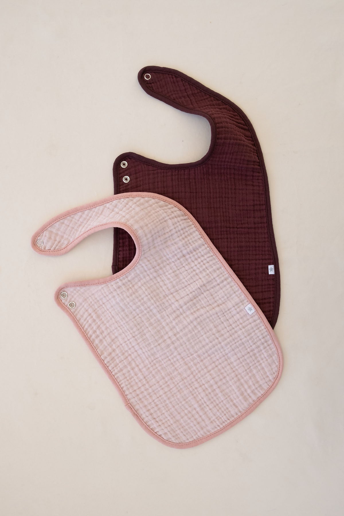 Pamuk Müslin Bebek Önlüğü 2'li Set Pembe-Mürdüm